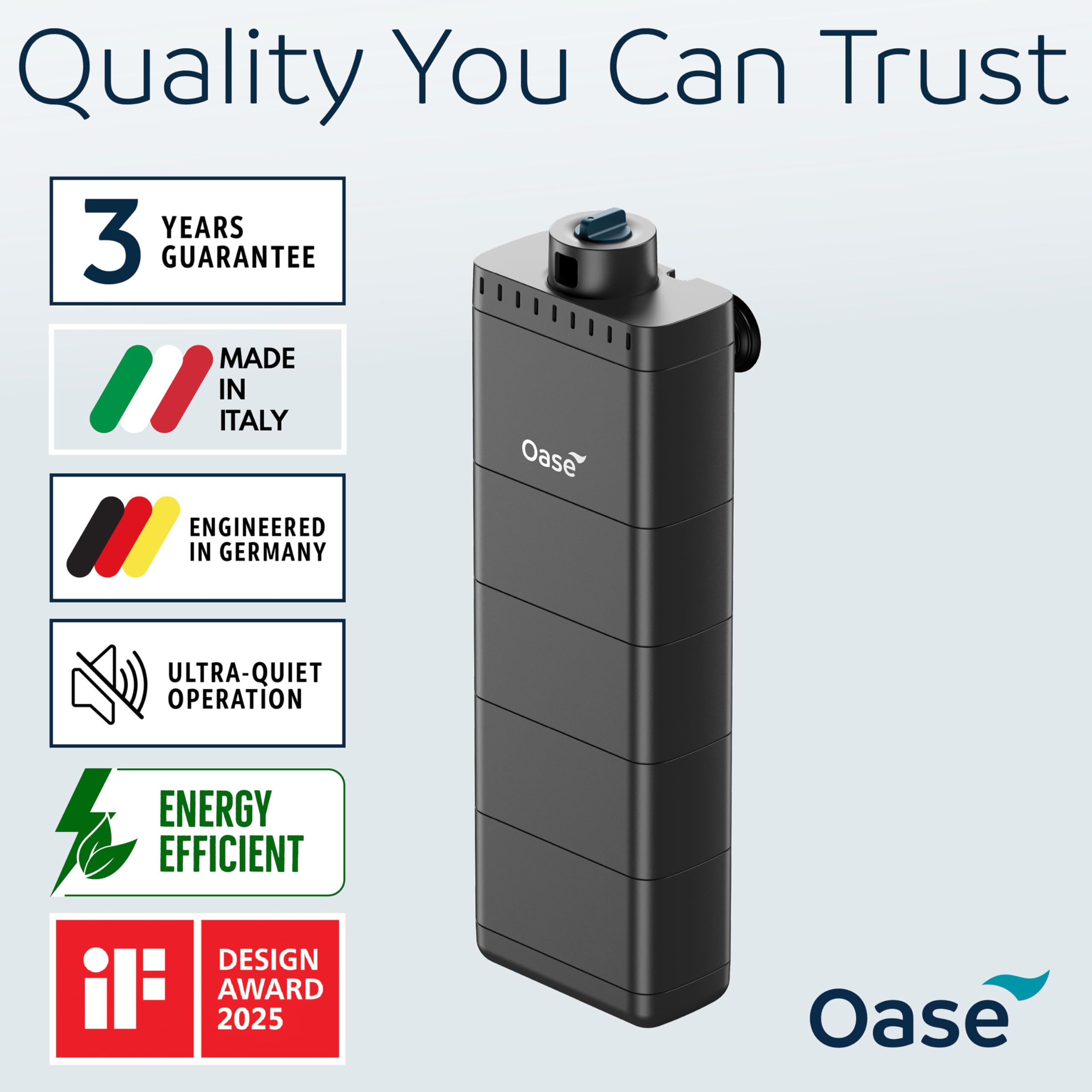 OASE EcoFlow 150 Filtre Interne d'aquarium, pour réservoirs d'eau Douce et d'eau salée jusqu'à 40 gallons, Silencieux, débit d'eau Personnalisable, Filtration en Plusieurs étapes