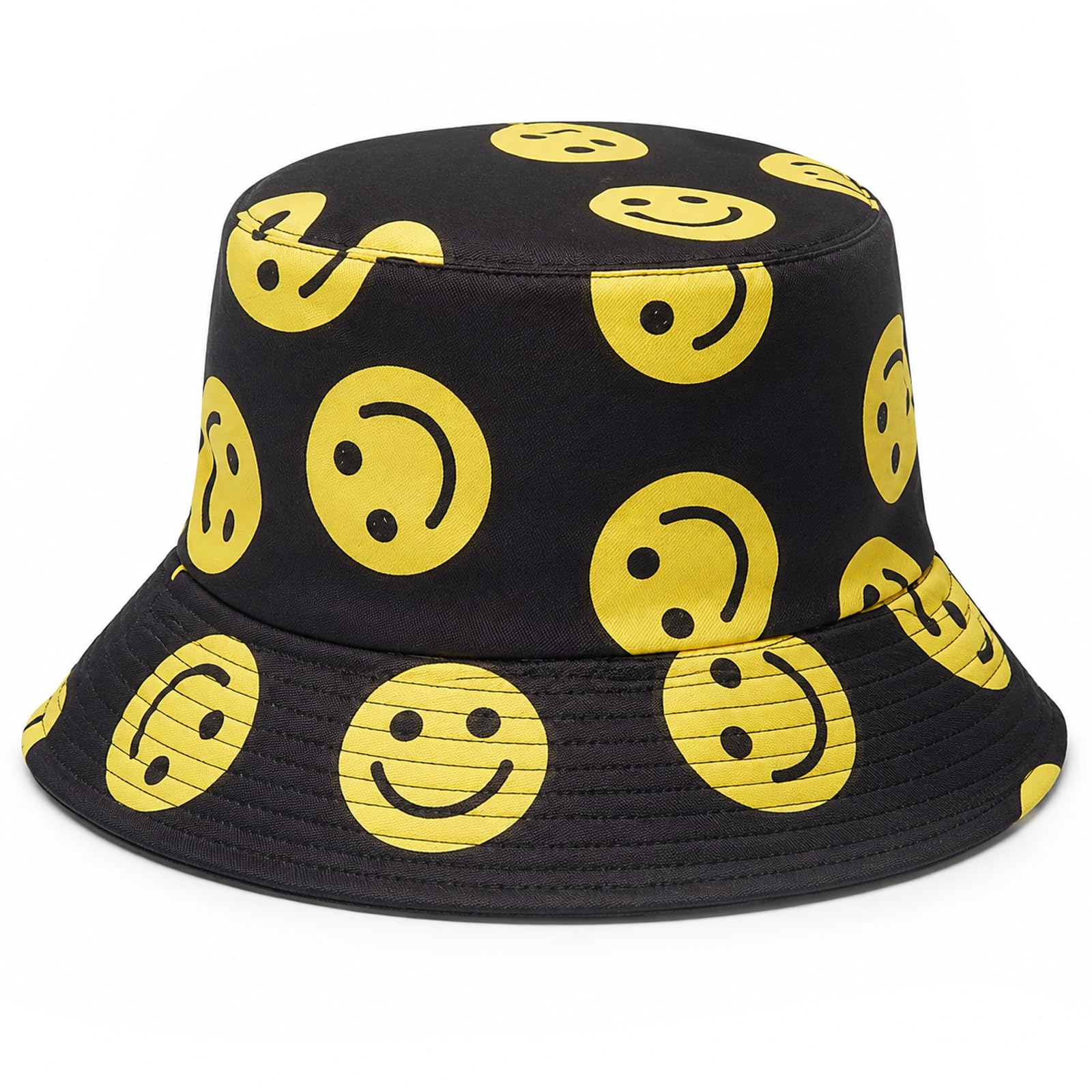 Wexrinqa Men's Multicolour Double Sided Smiley Face Bucket Hat Reversible Sun Hat For Wo Teens