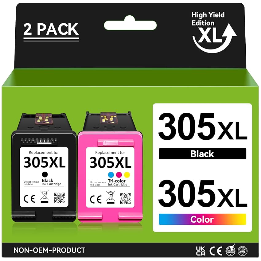 305XL Cartucce Compatibili per HP 305 Nero e Colore Cartucce, Nero e Colori, 305 XL per HP DeskJet 2810e, 2820, 2820e, 2700, 2720, Deskjet Plus 4200, 4220, Envy 6010e, 6022e, 6030e, Pro 6400