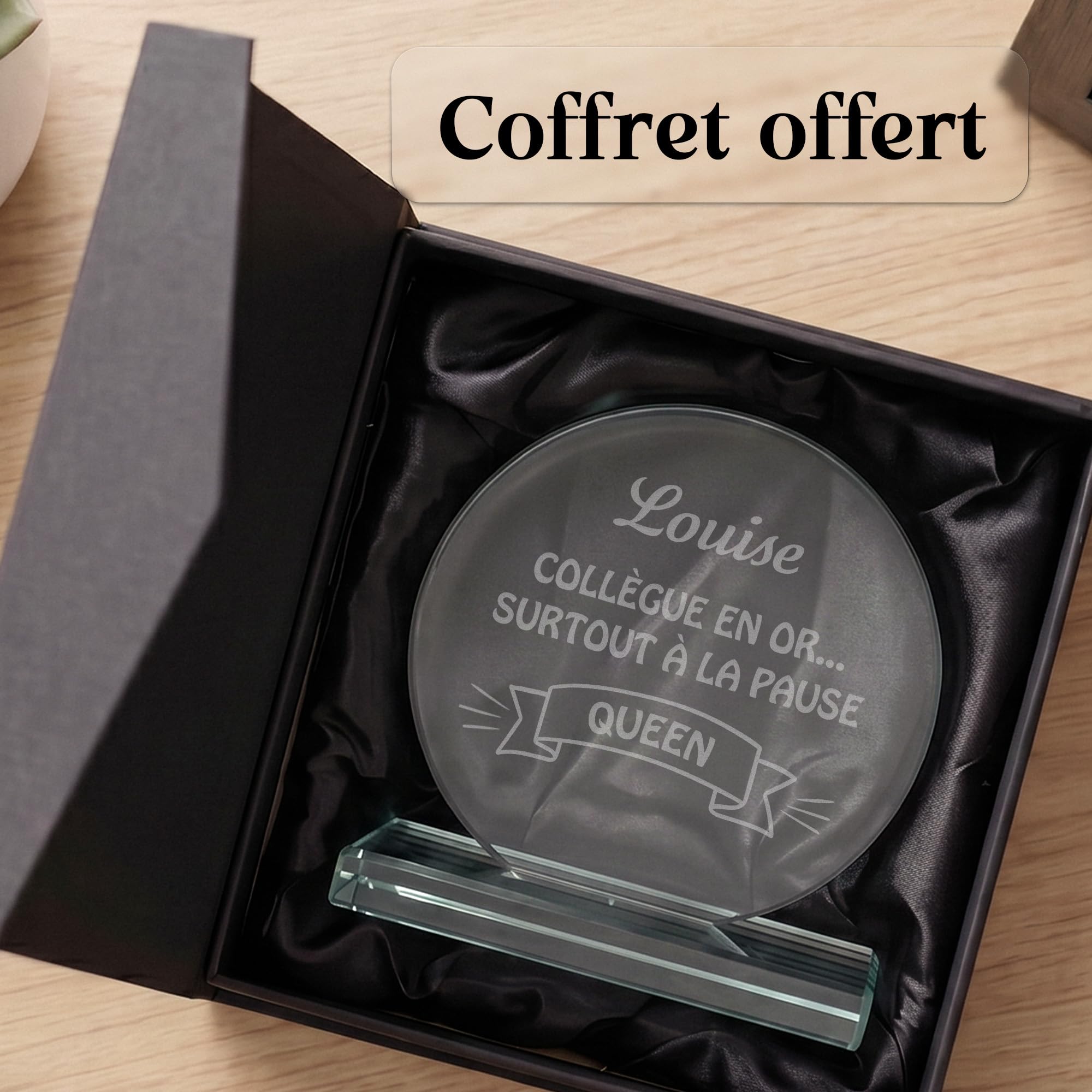 KDO MAGIC - Trophée Personnalisable - Coffret Cadeau Inclus - Trophée Verre personnalisé - Texte, prénom ou Date gravé - Retraite, Récompense, Sport