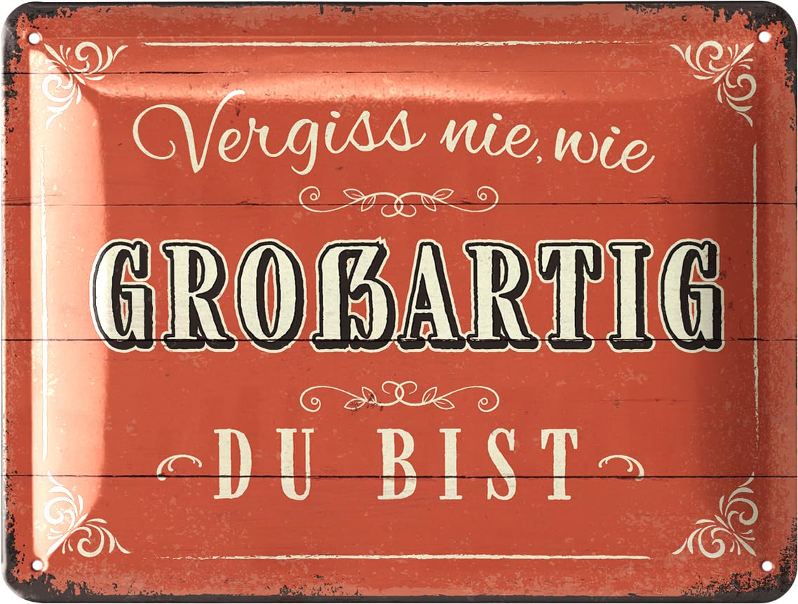 Blechschild „Don’t Worry, Be Happy“ – 28x12 Cm, Vintage-Design, Metall, Mit Aufhänge-Löchern