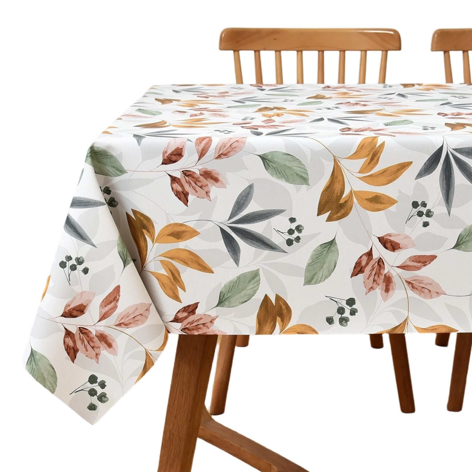 Yofori Wipe Clean Tablecloth, Floral Print Pattern PVC Wipeable Table Cloth Plastic Waterproof Table Cover for Kitchen Dining Outdoor Garden Picnic (Autumn Leaves,137x180cm) — image 1