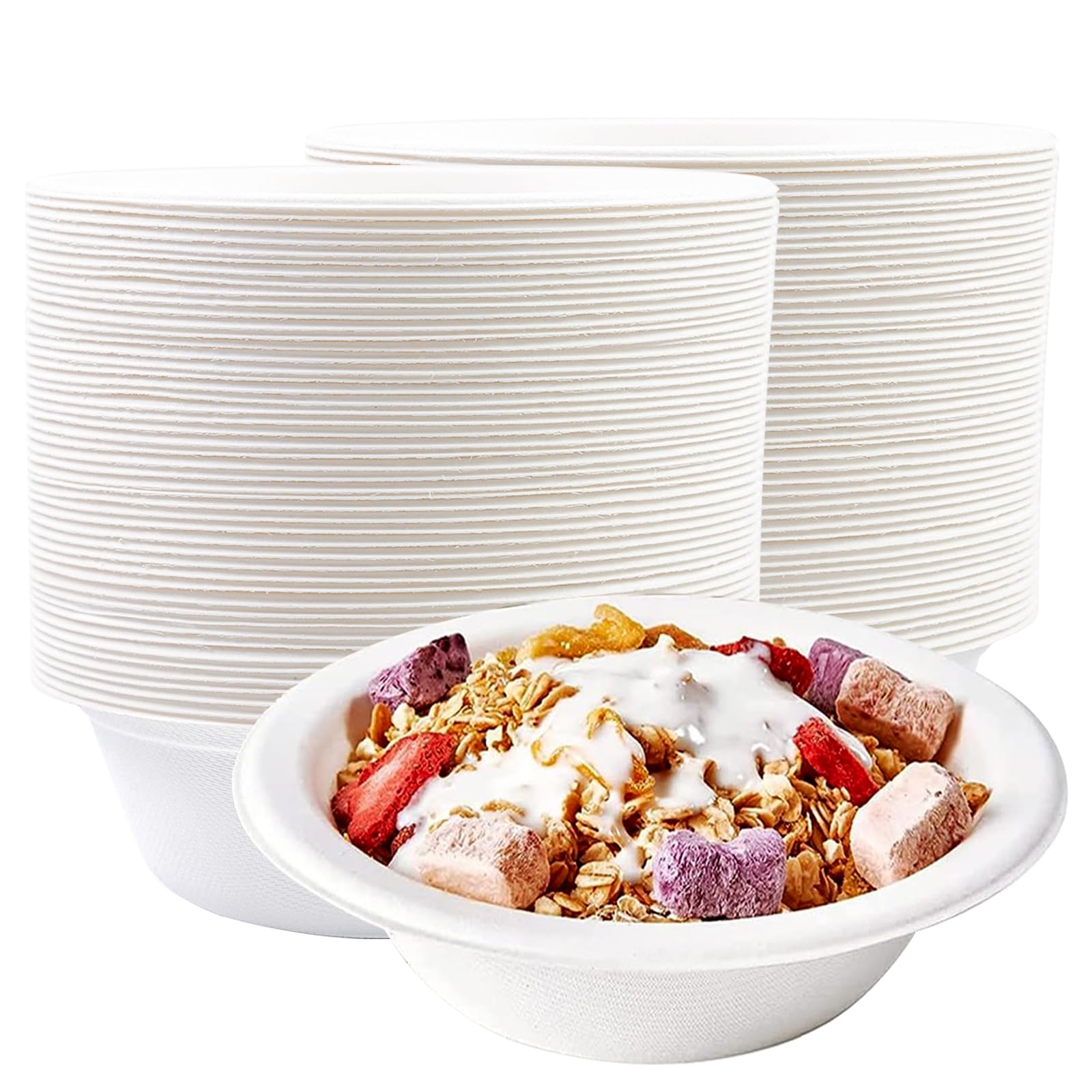 Coztie Lot 100 Bols Soupe Jetables 250 Ml – Bagasse Canne à Sucre Compostable Barbecue Fête