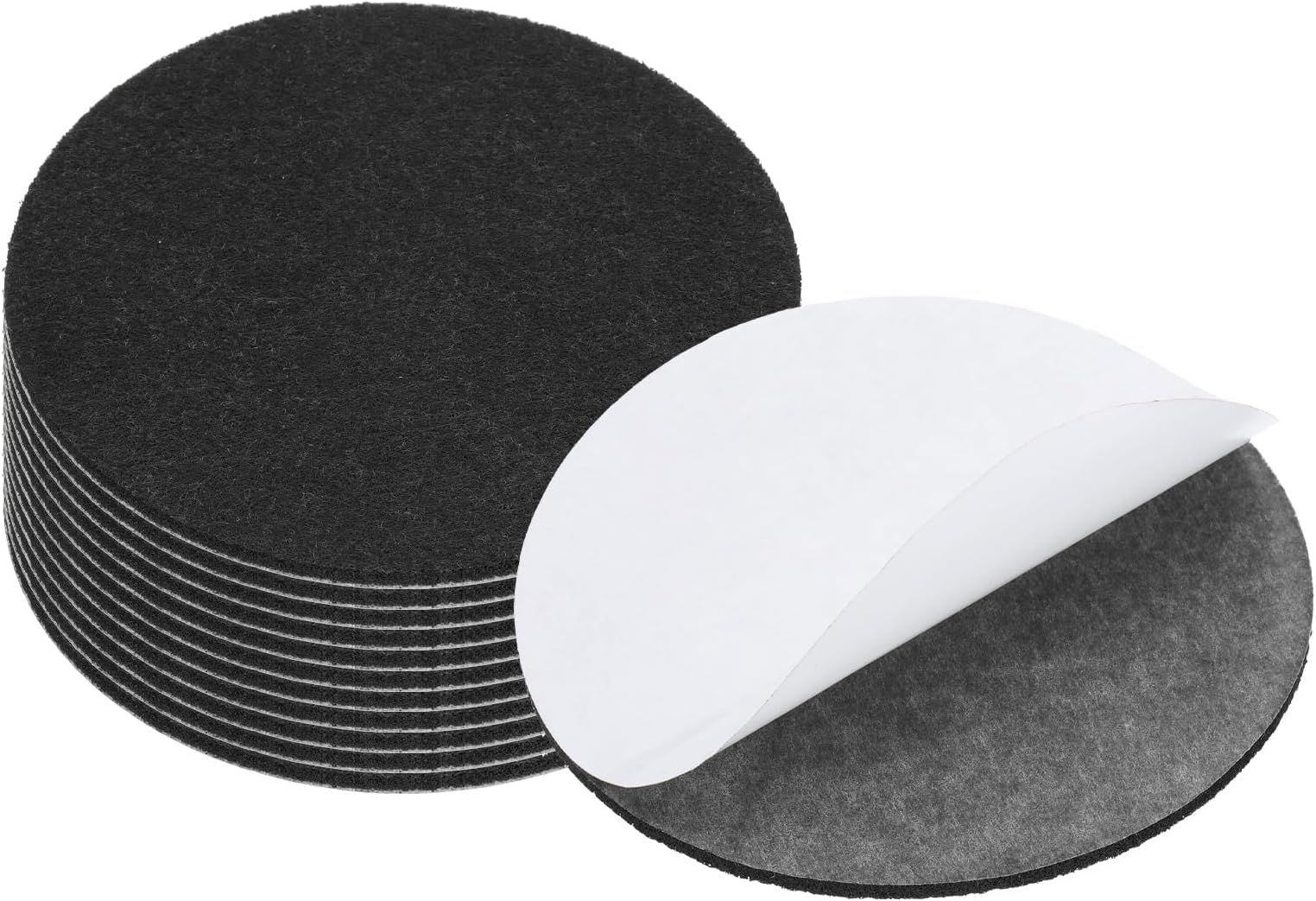 PATIKIL 4 Inch Diameter Lamp Base Felt, 12Pack 3mm Thickness Round Soft Adhesive Non-slip Anti-scratch Backed Felt for Lamp Furniture DIY Craft, Black