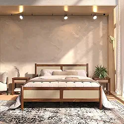 IDIMEX Cama Queen Palhinha Madeira 200 x 160 cm Rattan Reforcada Castanho Cefira