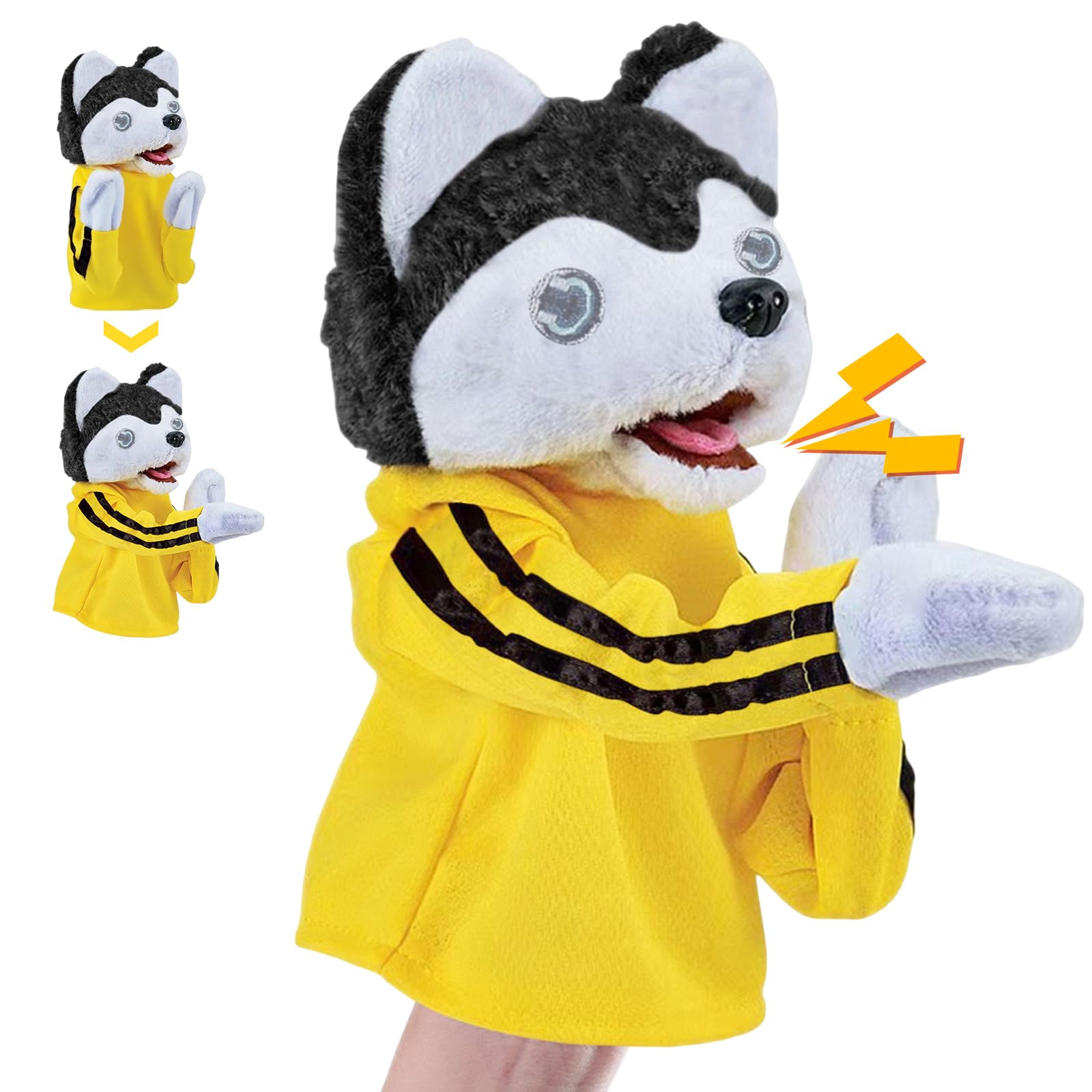 Kung Fu zabawka dla zwierząt, zabawka dla dzieci, zabawka husky, lalka, zabawka pluszowa, lalka Kung Fu Animal Toy Husky Gloves Doll Children's Game Plush Toys Dog Boxing Hand Puppet Toys