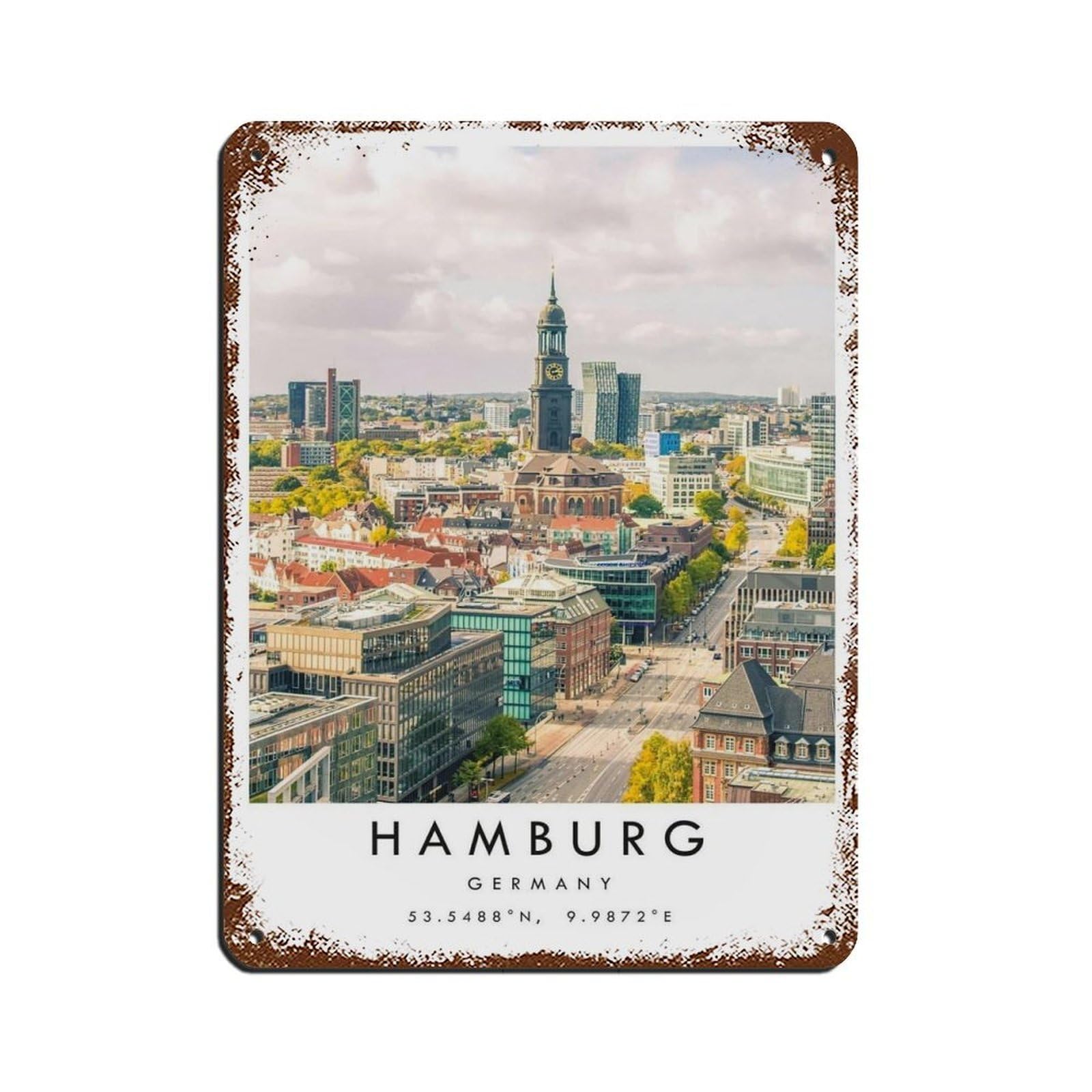 Hamburg Travel, Hamburg Poster Tin Sign Vintage Metal Pub Club Cafe Bar Home Wall Art Decoration Poster Retro 12x16inch(30x40cm)