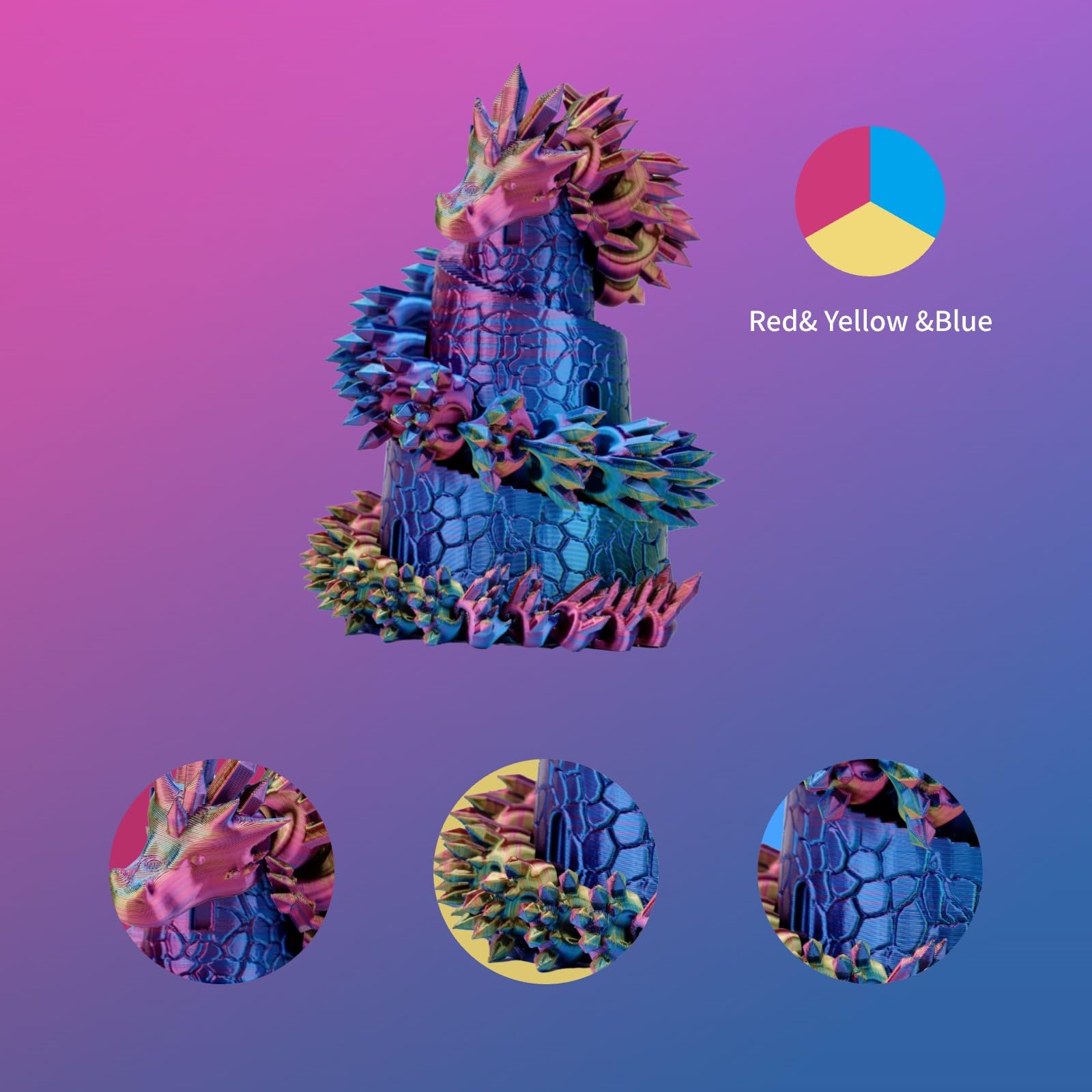 Chitu Systems - Filamento per stampante 3D in seta Emorale, filamento tricolore da 1,75 mm, seta, rosso, giallo, blu, nero, blu, viola, rosso, oro, viola, rosso, blu, verde, confezione da 4 kg