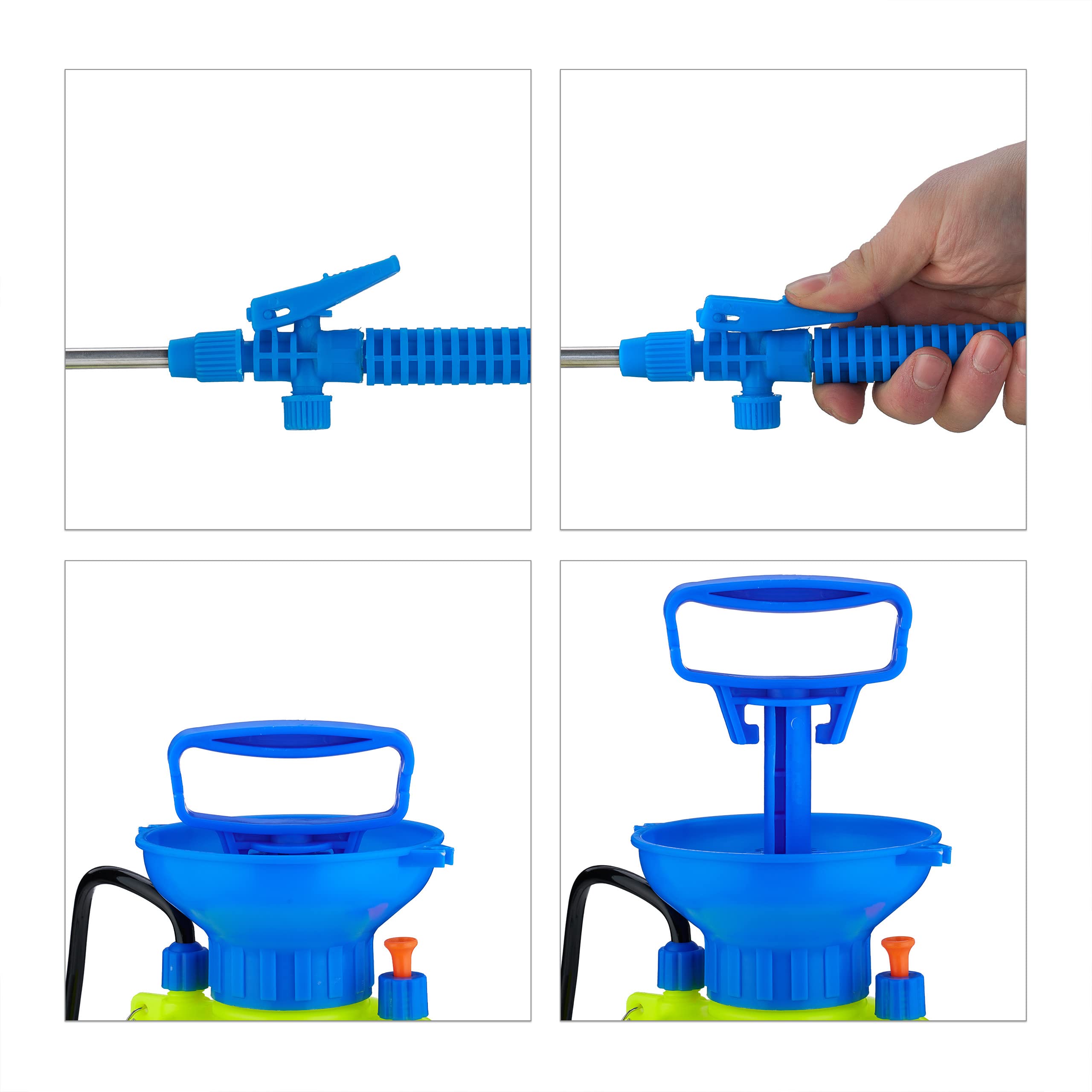 Relaxdays Drucksprüher, 10 l, verstellbare Düse & Skalierung, Bewässerung & Pflanzenschutz, Pumpsprühgerät, gelb-blau