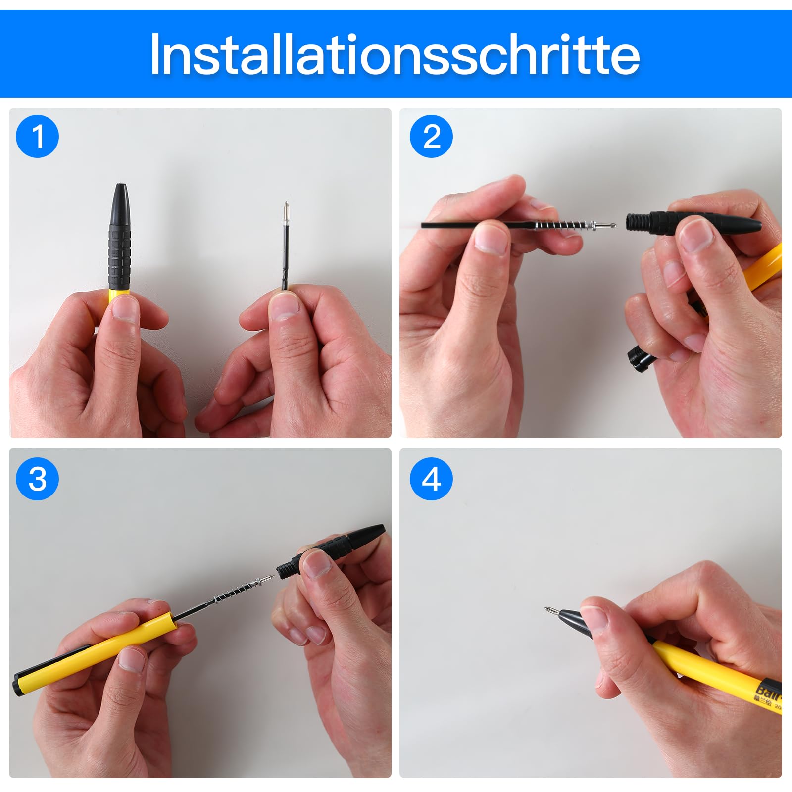Set di refill penna a sfera 60 ricariche blu nero 1,0 mm 98 mm