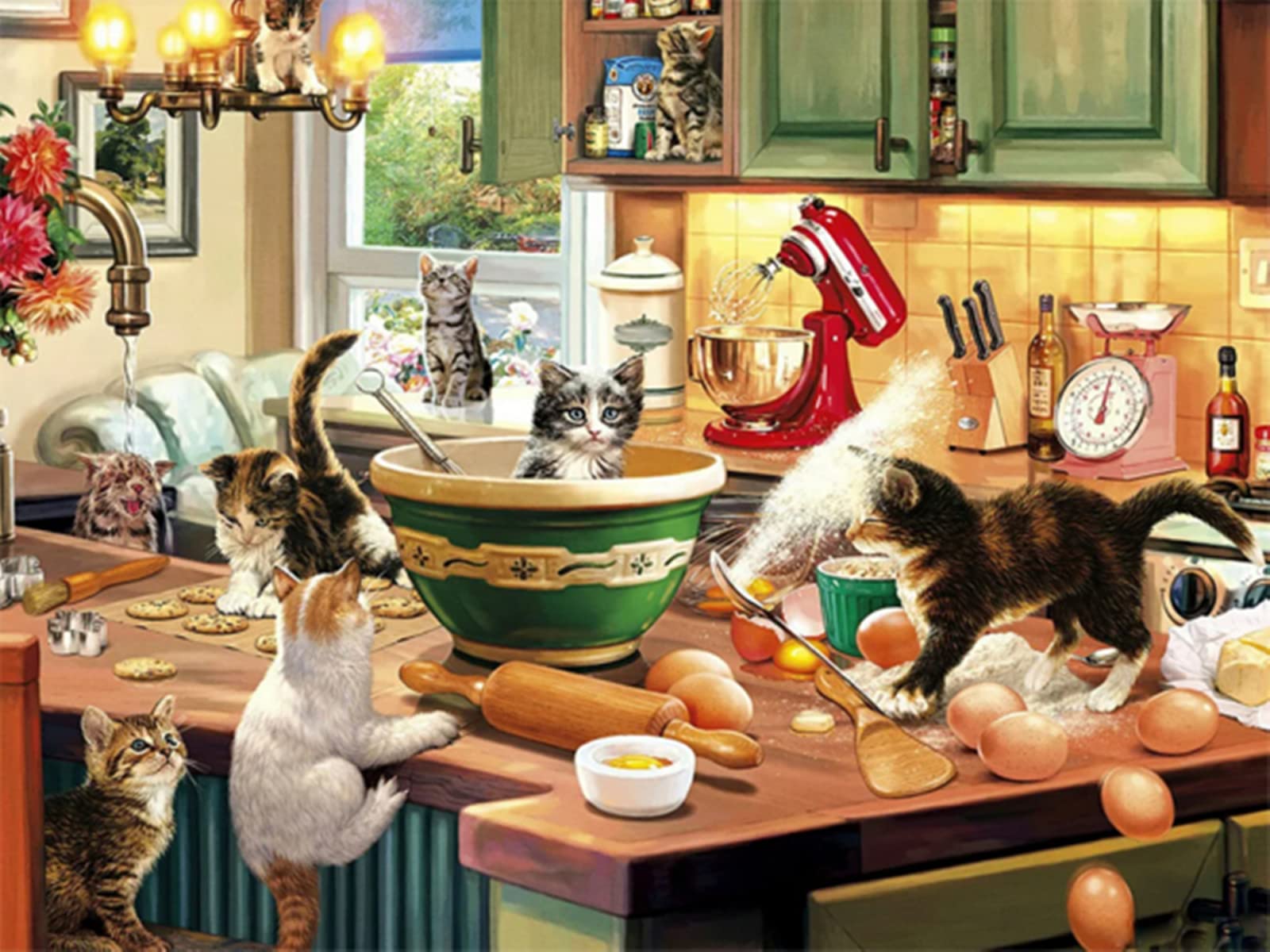 5000 Bunte Puzzleteile Katzenrätsel Kunstsammlung, Puzzlekunst FüR Erwachsene Und Kinder, Hochwertiger Druck Fertige Größe 156×105cm