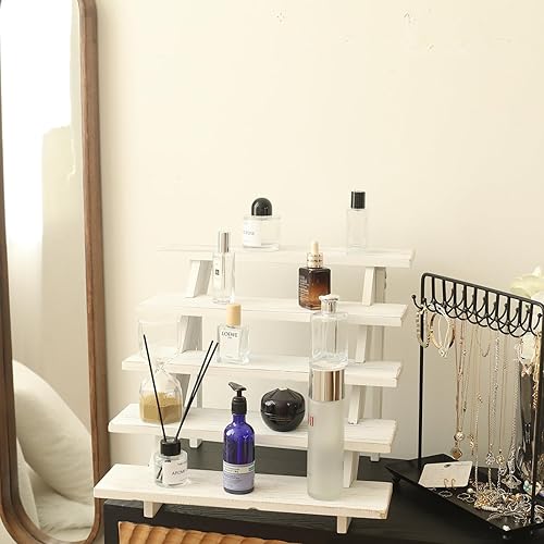 Miniatura 36 de SwallowLiving Soporte rústico de madera para cupcakes para 24 cupcakes, soporte de exhibición de madera escalonada para bodas, mesa de fiesta Blanco