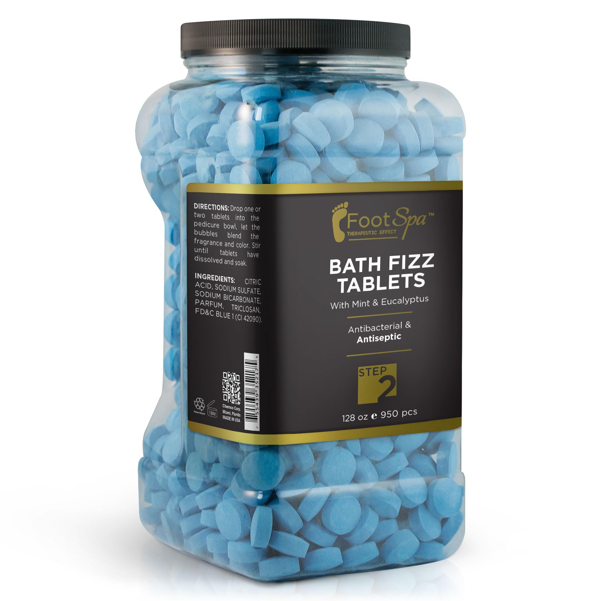FOOTSPA - Bath Fizz, Mint & Eucalyptus - Soothing Aromatherapy for Relaxation - 128 Ounces