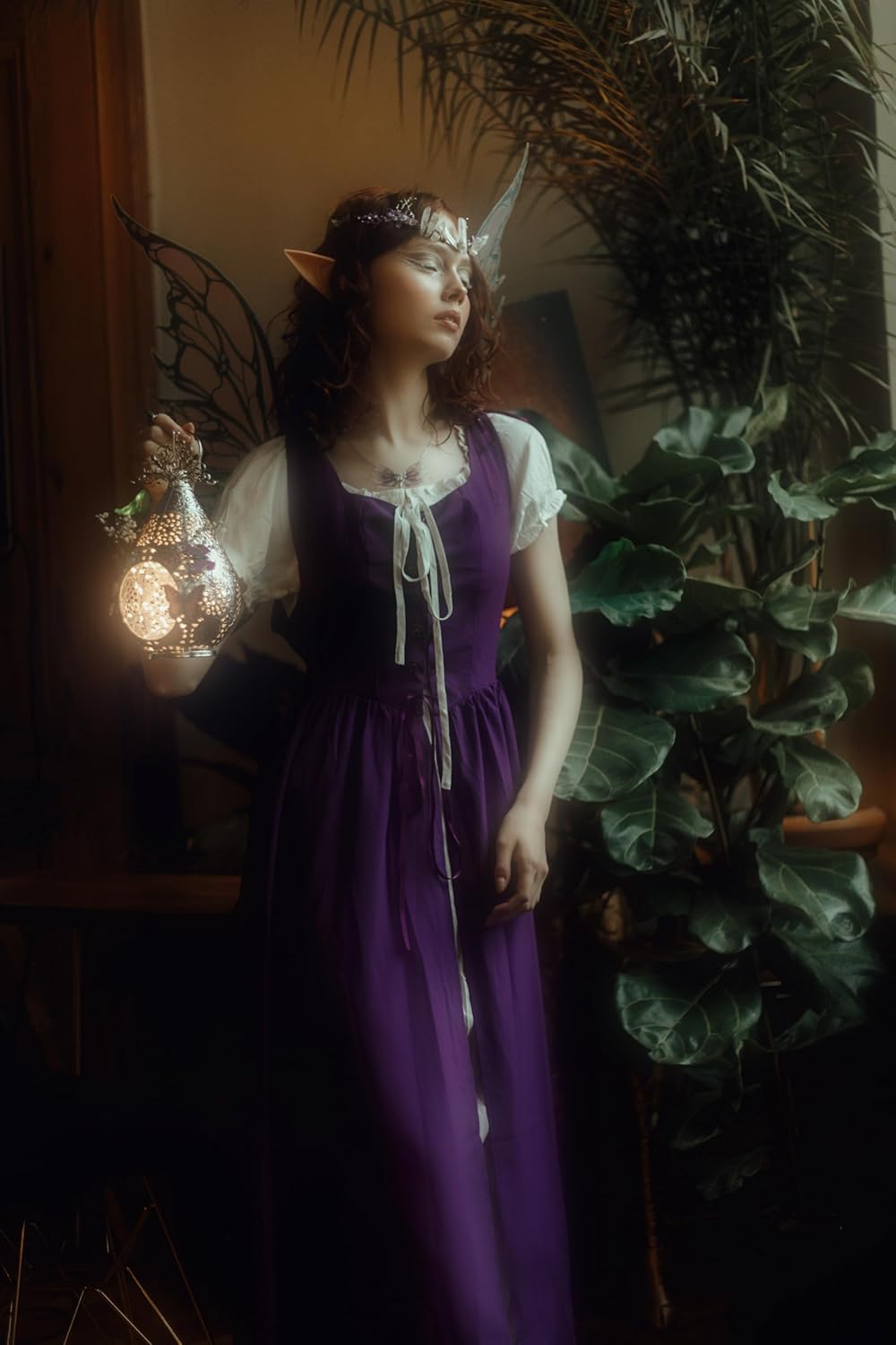 SCARLET DARKNESS Renaissance Costume Women Peasant Medieval Dress Short Sleeve Maxi Fairy Dresses with Pockets - Image 5