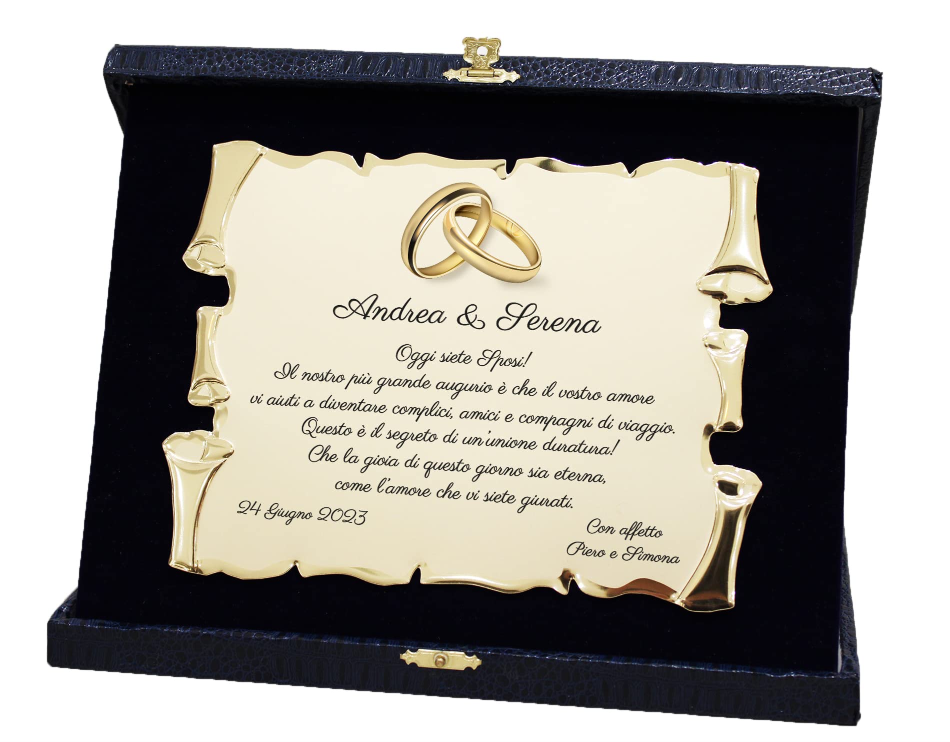 Generico Targa Regalo | Cofanetto con Pergamena | Congratulazioni per Matrimonio