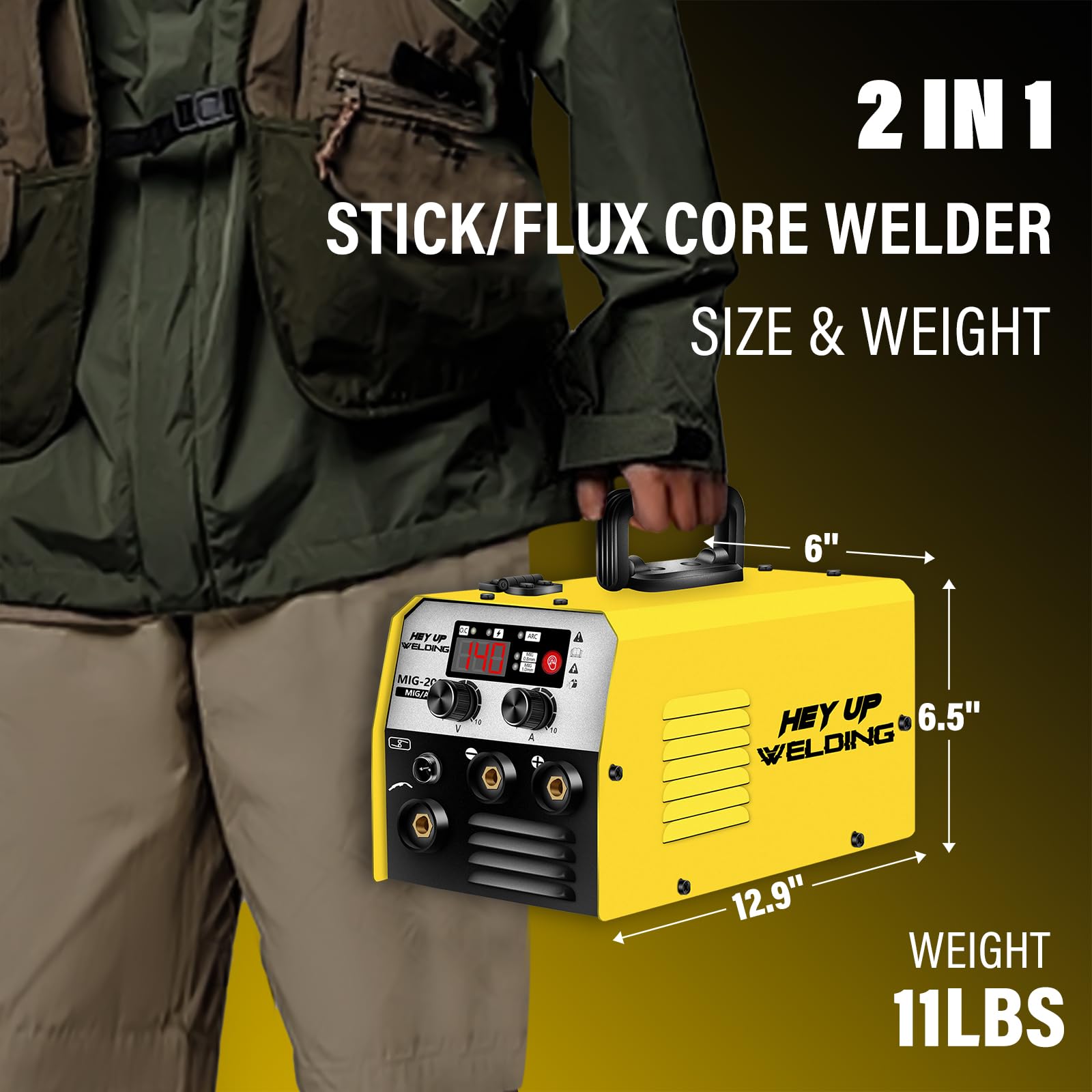 MIG Welder, 140Amp 2 IN 1 Stick/Flux Core Welder with Flux Cored
