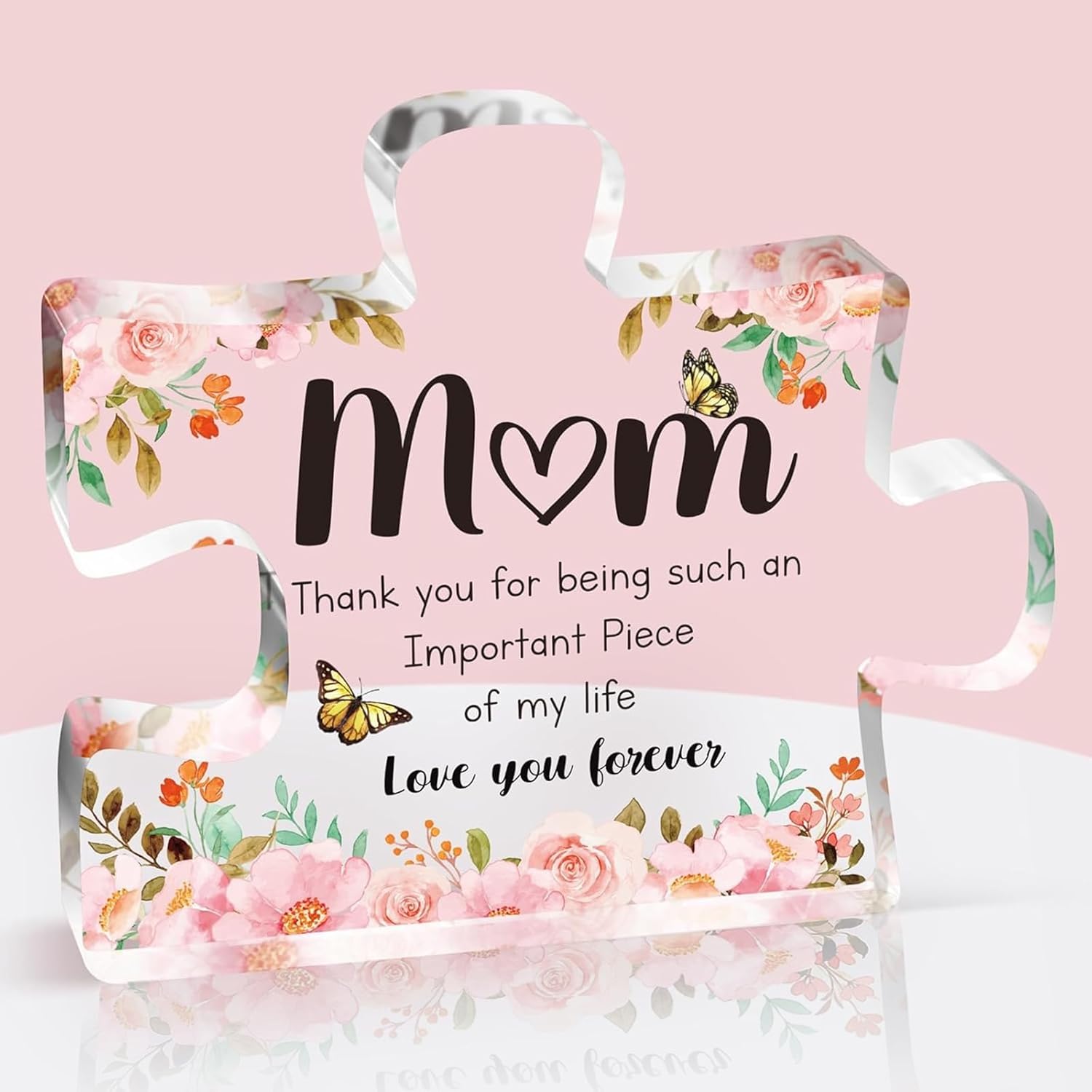 Gifts for Mom, Mom Birthday Gifts Plaques from Daughter Son, Engraved Acrylic Block Puzzle Piece Mother's Day Christmas Birthday Ideal Presents for Mommy, Stepmother, Mother in Law 3.9 * 3.3 in