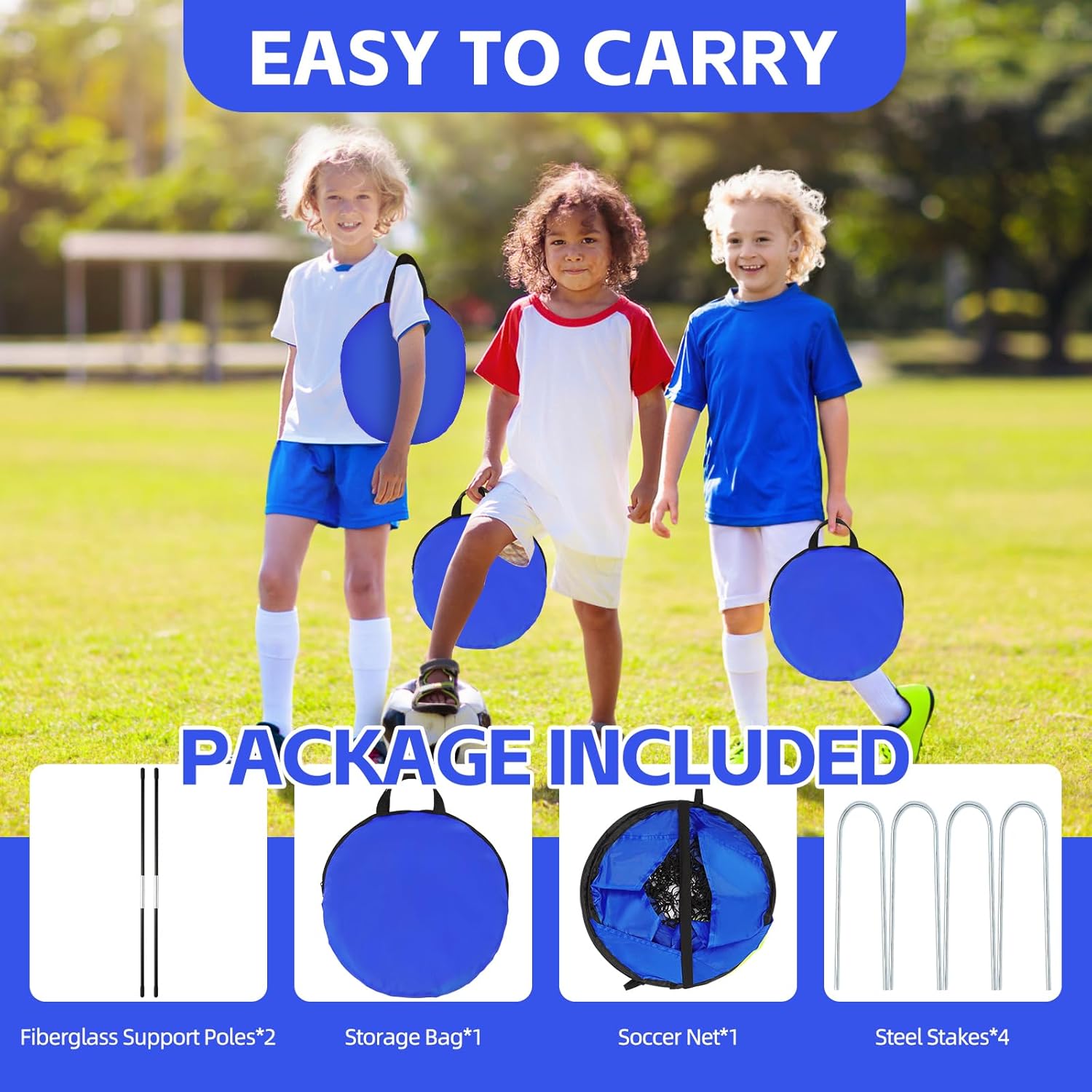 Pop Up Soccer Goal, 3.3x2.2ft Portable Soccer Goals for Outdoor Indoor, Foldable Backyard Soccer Goal, Mini Soccer Net with Carry Bag