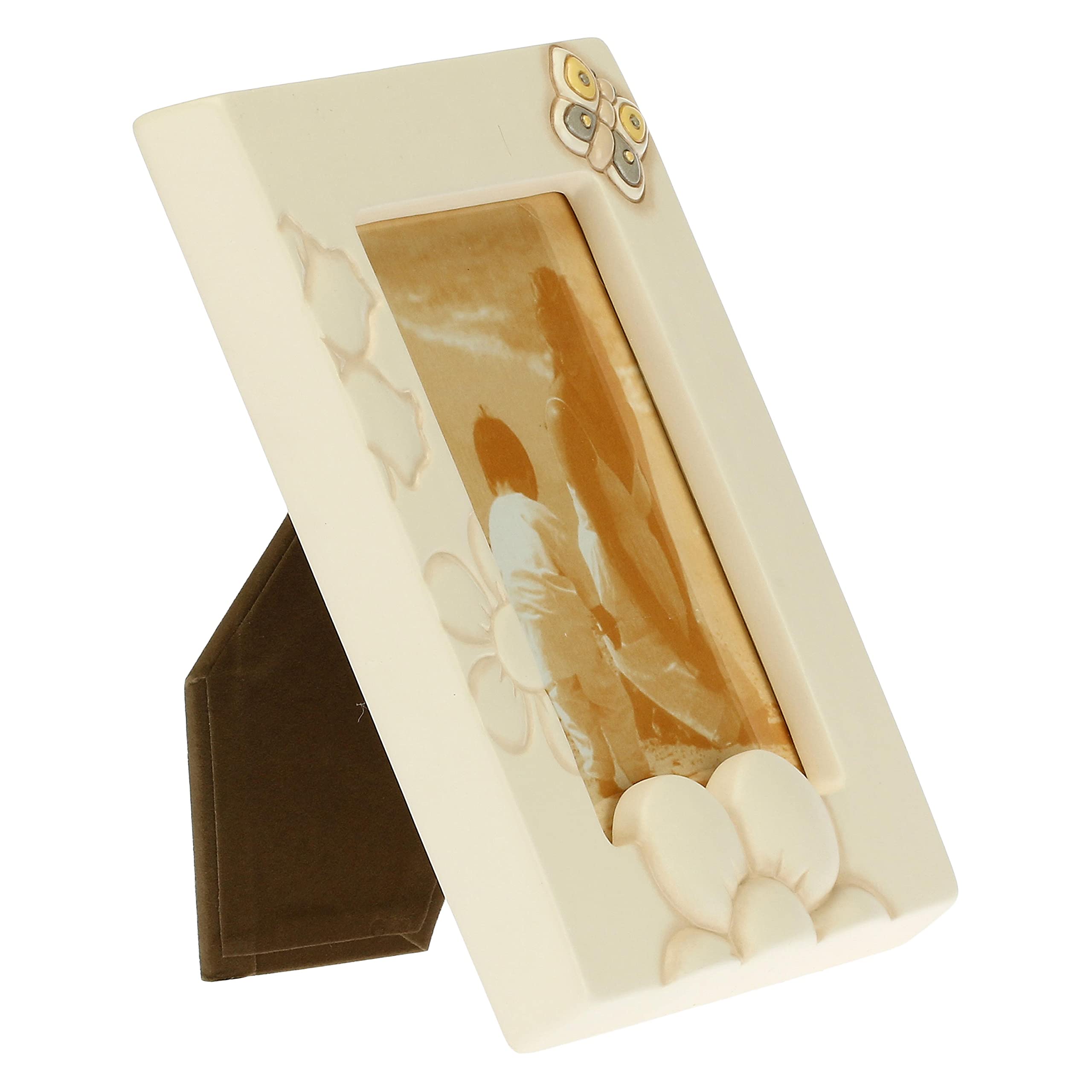 THUN - Portafoto - Accessori per la Casa - Idea Regalo - Linea Elegance - Ceramica, Telaio in Legno di Pino e Vetro - 16x2,1x20,5 cm h; Formato Foto 9,2x13,6 cm