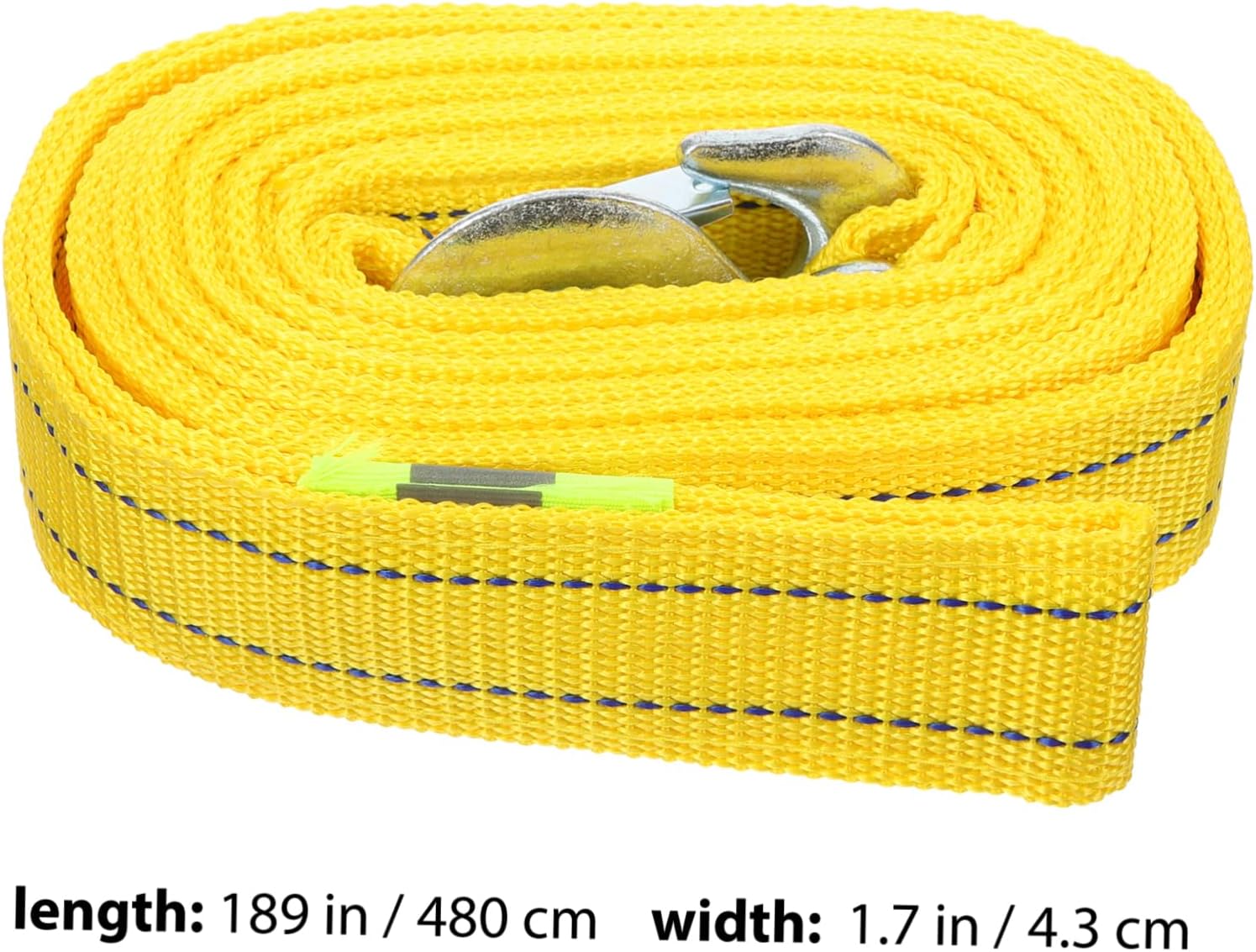 Mikinona 4.8m Tow Rope Heavy Duty Polyester Double Car Trailer Kit High-Strength Hooks for Secure Towing and Reduction Outdoors