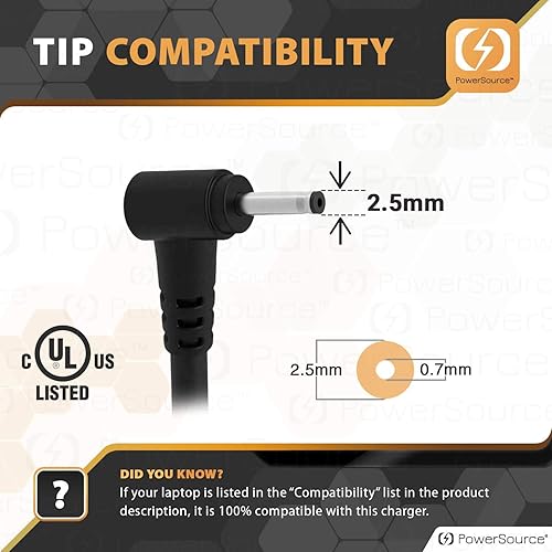 Miniatura 3 de PowerSource Adaptador CA extra largo de 26 W de 7 pies para Samsung-Chromebook-Charger 3 y 2 500C 500C13 Xe500c13 501C PA-1250-98 Xe501c13 Xe500c12