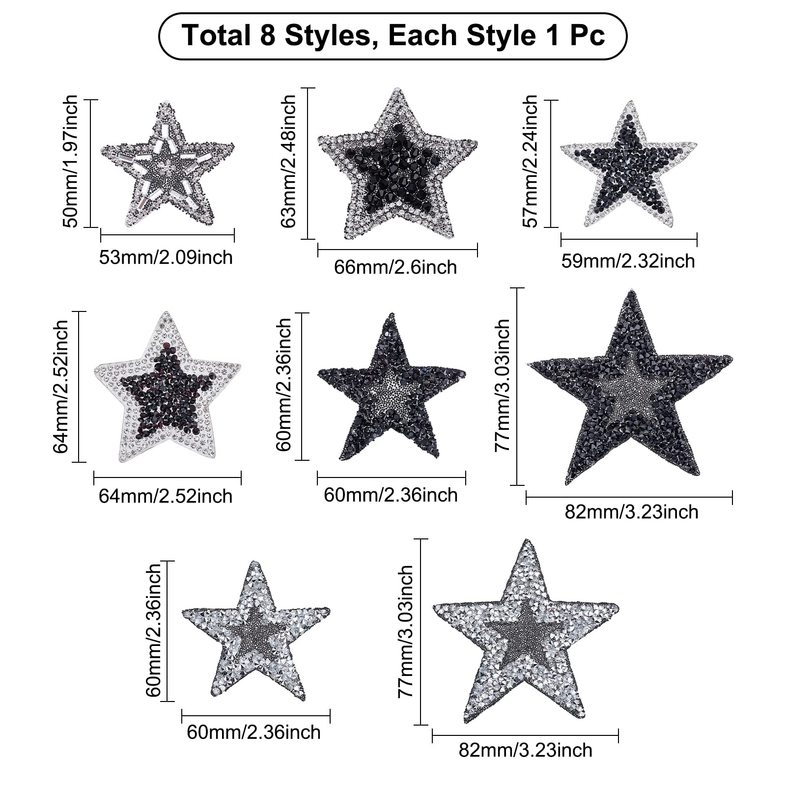 FINGERINSPIRE 100PCS Coeur Fer Sur Strass Bling Cristal