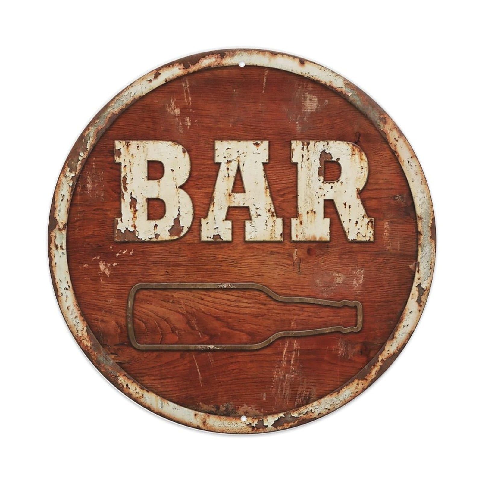 Vintage Beer BAR Redwood Grain Retro for Pub Metal Tin Sign
