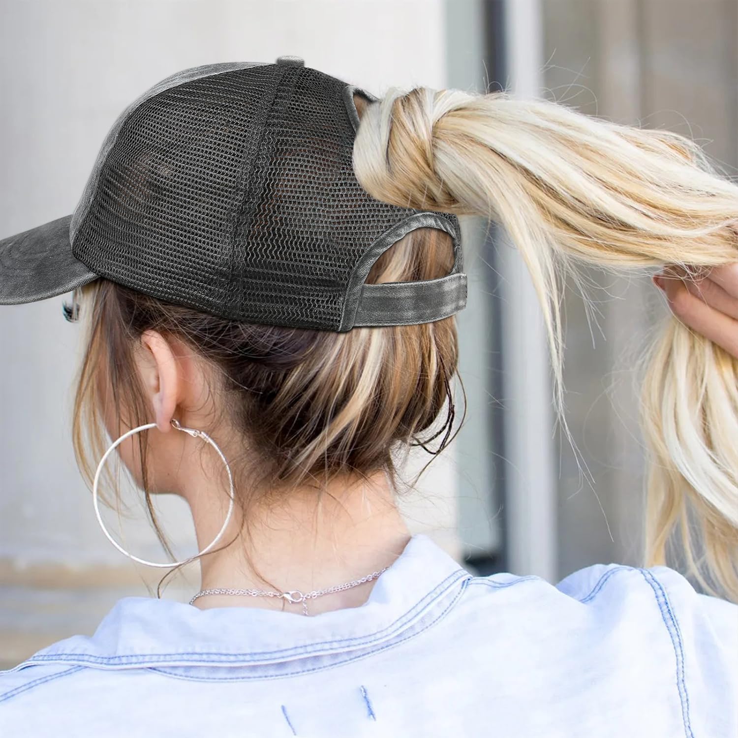 Mama Ponytail Trucker Hat Mothers Day Birthday Gifts for Mother Mom Mama Embroidered Adjustable Washable Baseball Cap - Image 5