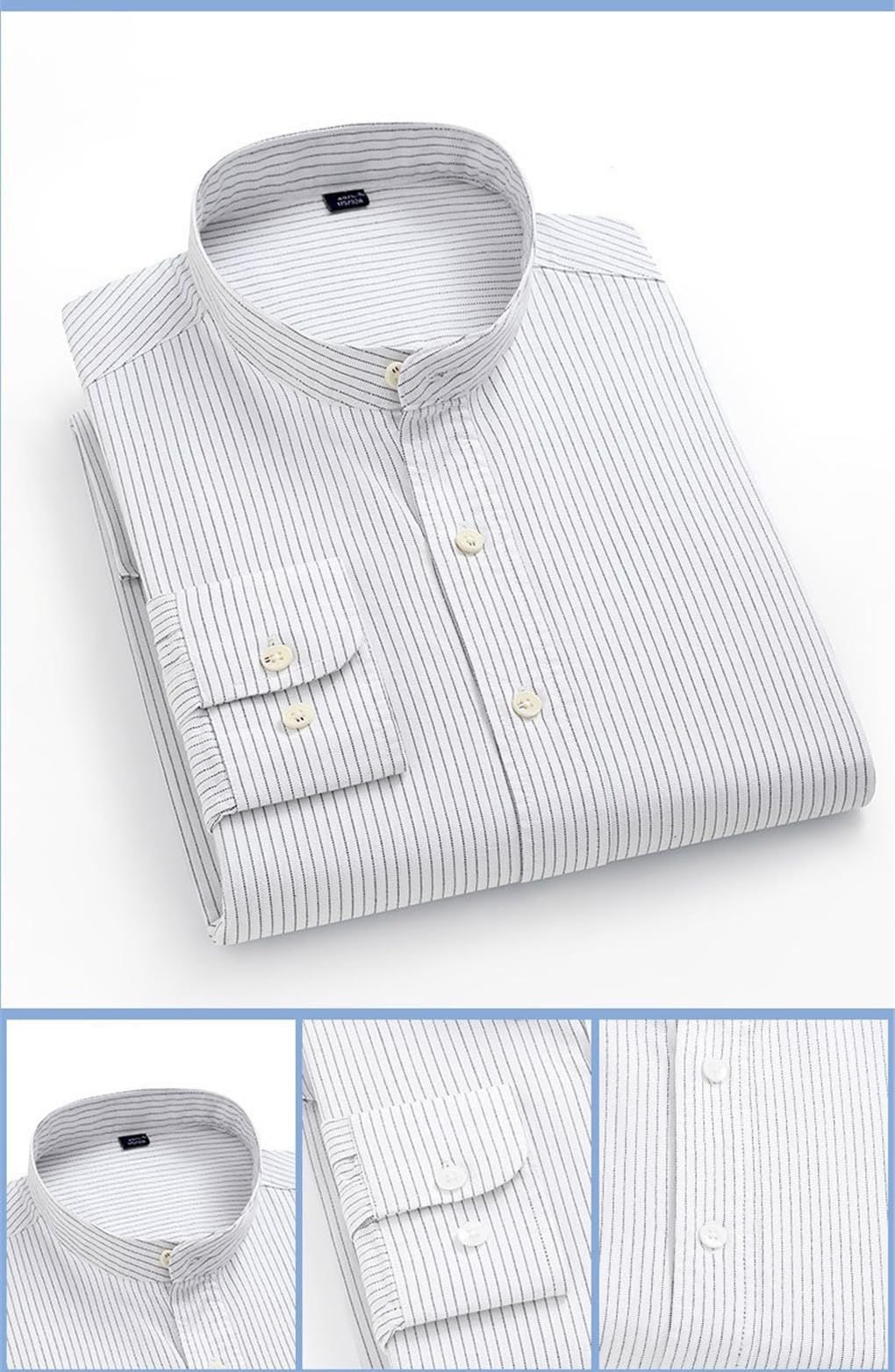 Dninmim Chemises Habillées pour Hommes, Chemise Oxford Rayée en Coton À Manches Longues, Hauts Fins Doux Et Confortables EN8 41 is Asian Size XL