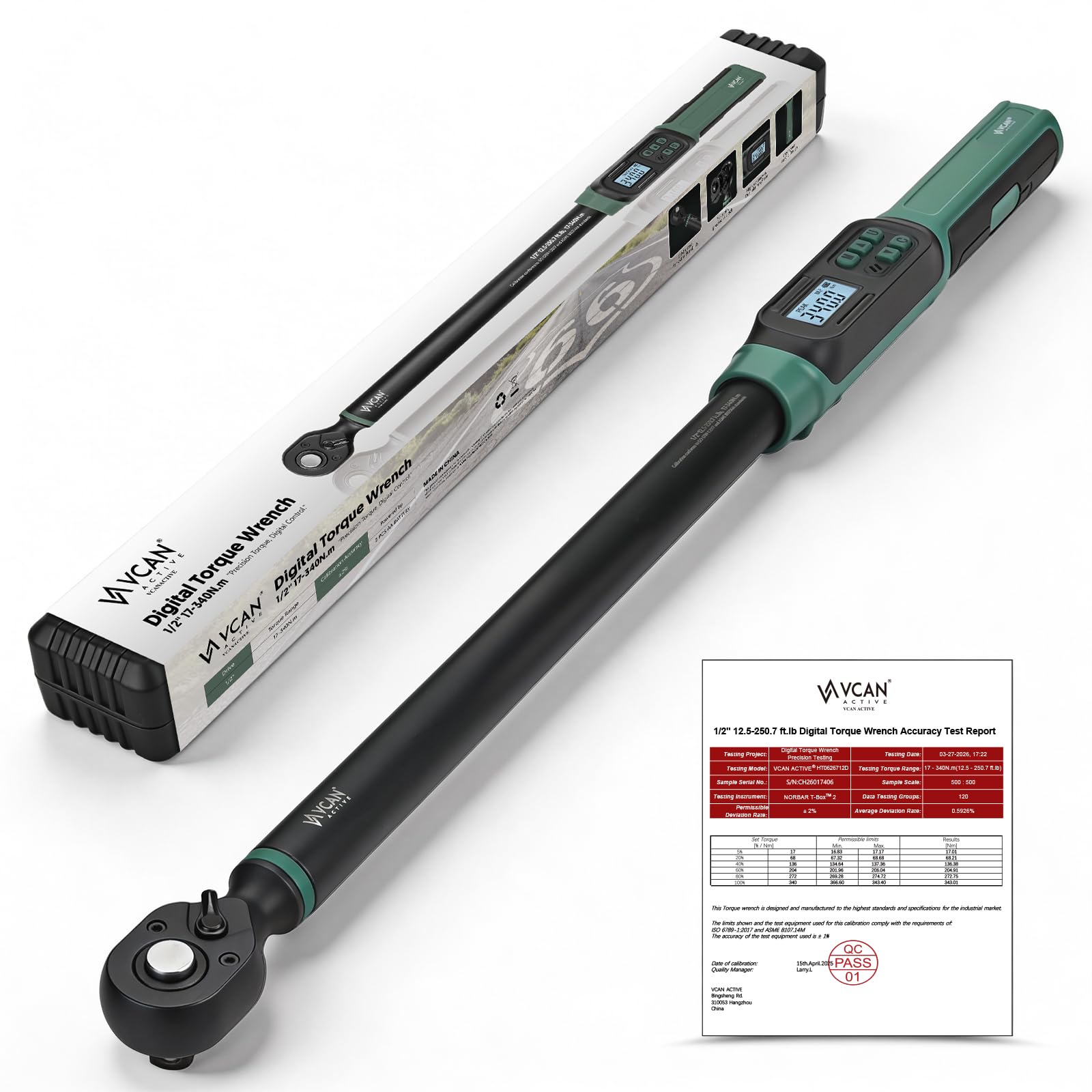 26-inch Heavy Duty 1/2 Torque Wrench Digital (12.5-250.7 Ft-lbs)±1% High accuracy Digital…