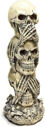 Bellaa 26980 La estatua de calavera Hear-no, See-no, Speak-no Evil de 7 pulgadas de alto