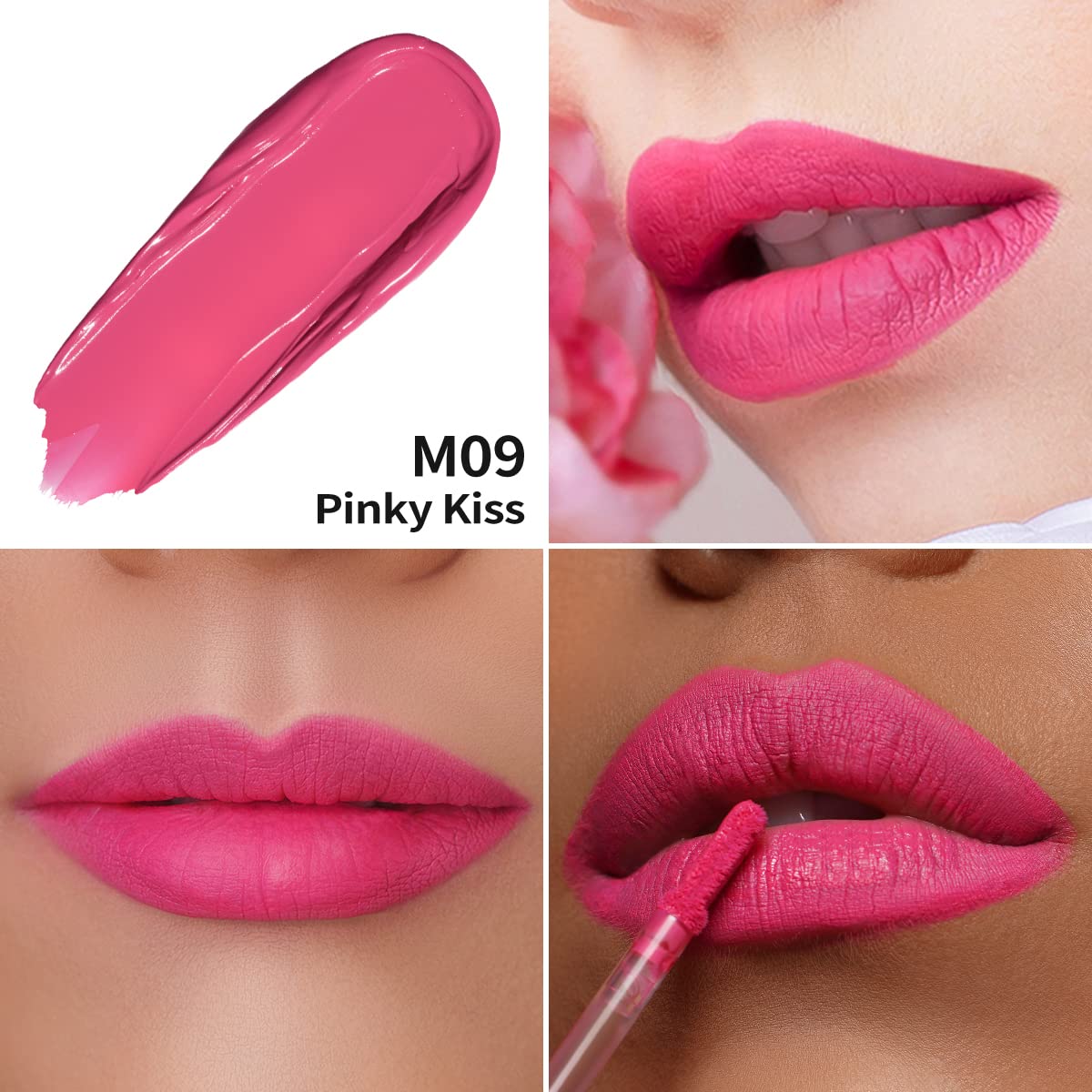 Oulac Matte Liquid Dark Red Lipstick for Women, Long Lasting Lip Stain, Waterproof Highly Pigmented Creamy Formula Lipstick with Vitamin E, Vegan, 4.5ml (M18) — view 96