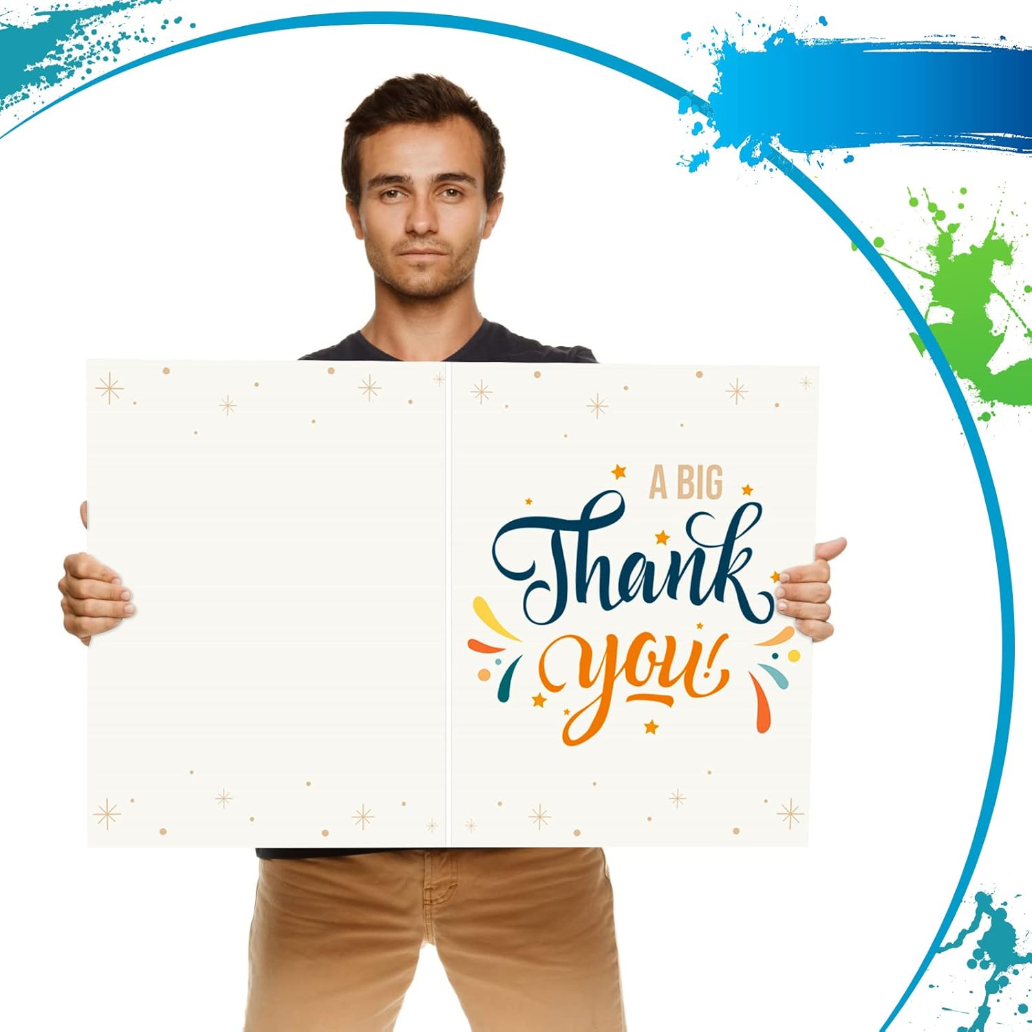 Large Thank You Cards Funny Jumbo Size Cards 22.05 x 33.71 Inches Large Oversize Thank You Gratitude Giant Greeting Card for Wedding Coworker Teacher Doctor Team Client Gratitude