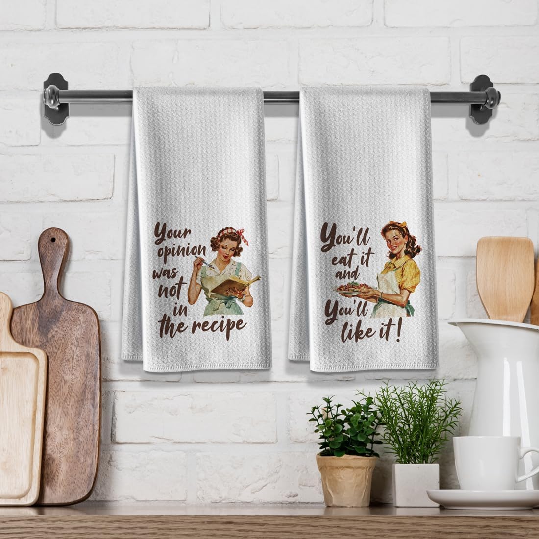 Recipe Kitchen Towels,Funny Saying Dish Towels,Sweet Housewarming Gifts, 16*24,2Pack,Cute Wash Cloths,Absorbent Microfiber Tea Bar Towel,Hilarious Hand Towels,Great Gift for Hostess New Home Mom Women - Image 2