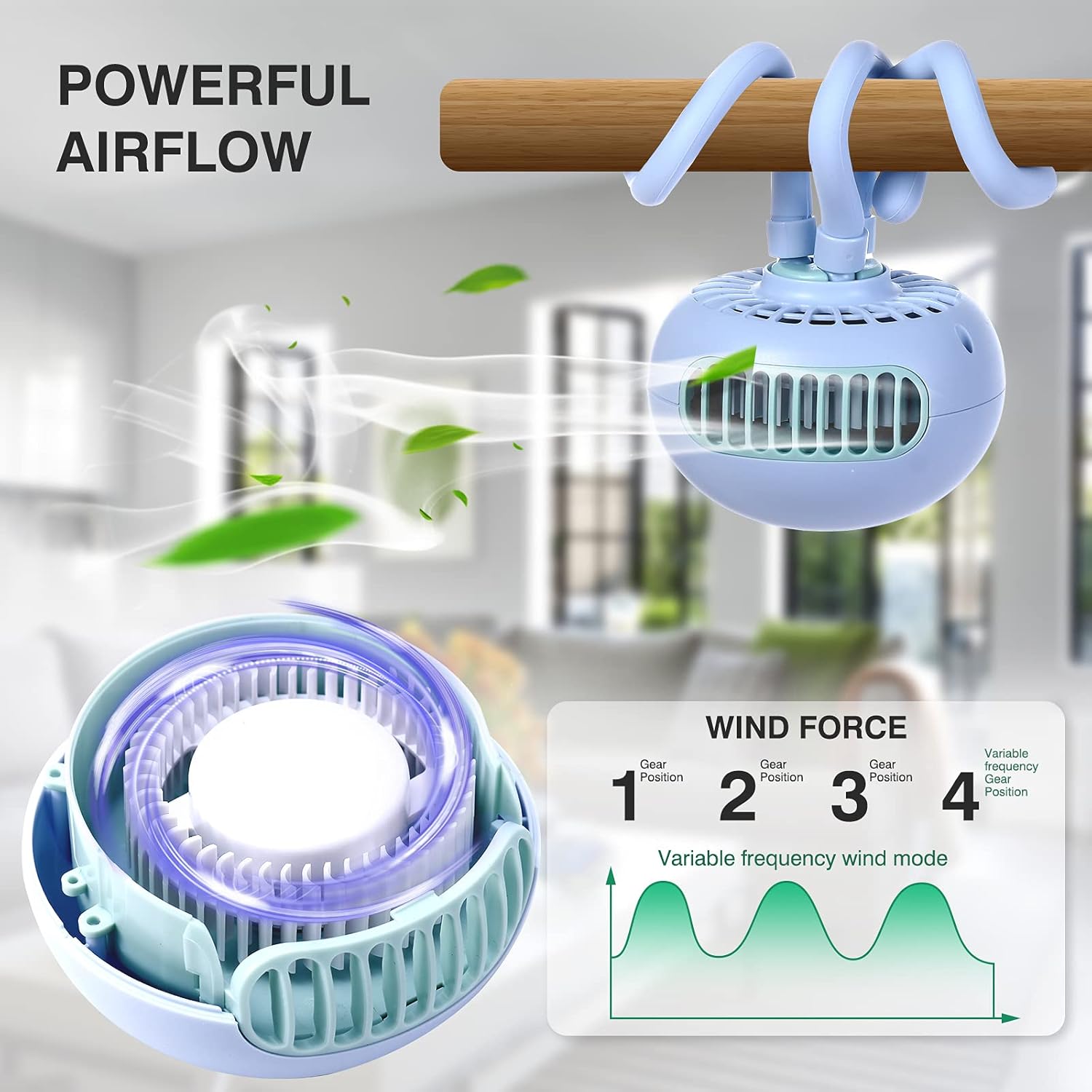 4000mAh Baby Stroller Cooling Fans Bladeless Flexible Tripod Clip with 3 Speeds,Portable Rotatable Handheld Personal Fan for Car Seat Crib Bike Treadmill : Baby