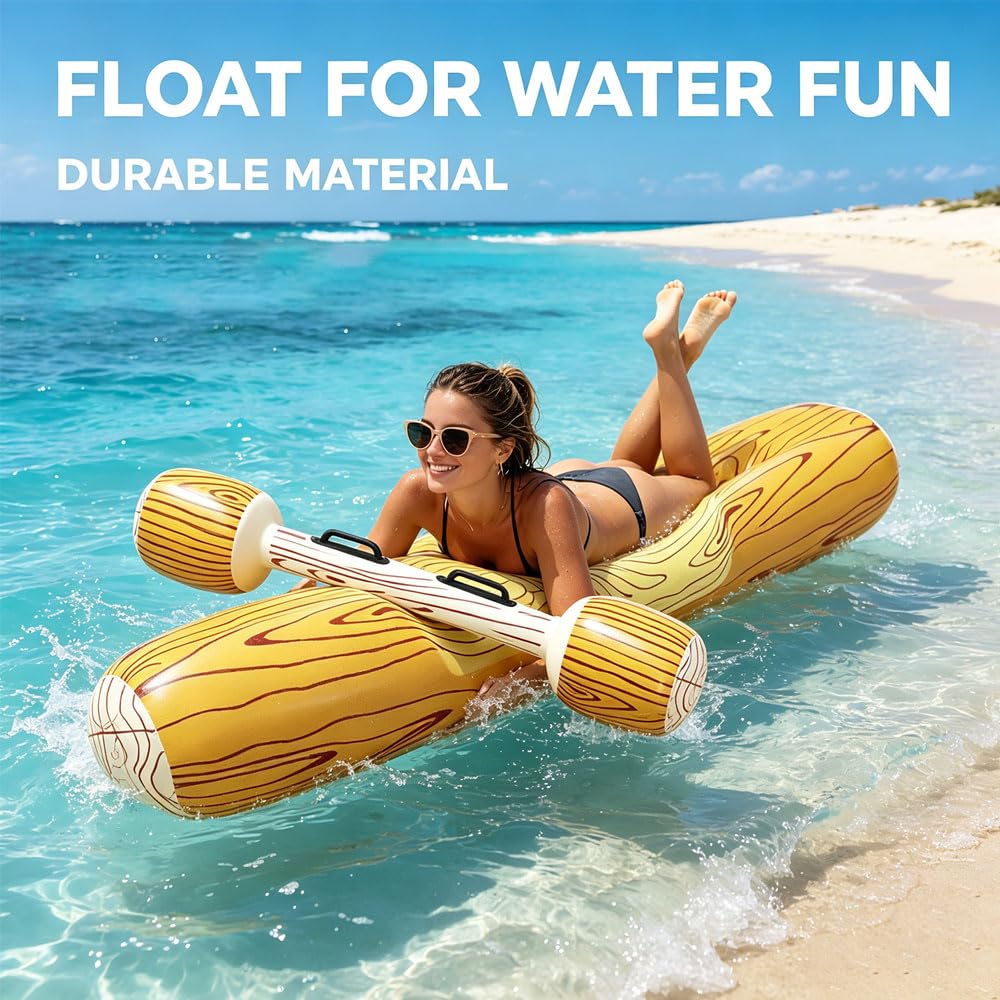 4 Pz Set Giocattoli Gonfiabili Galleggianti a Remi, Da Mare, Battle Log Pool Zattere Festa, Festa in Piscina Giochi Sportivi Acquatici Zattere Originali Giocattoli Galleggianti per Adulti