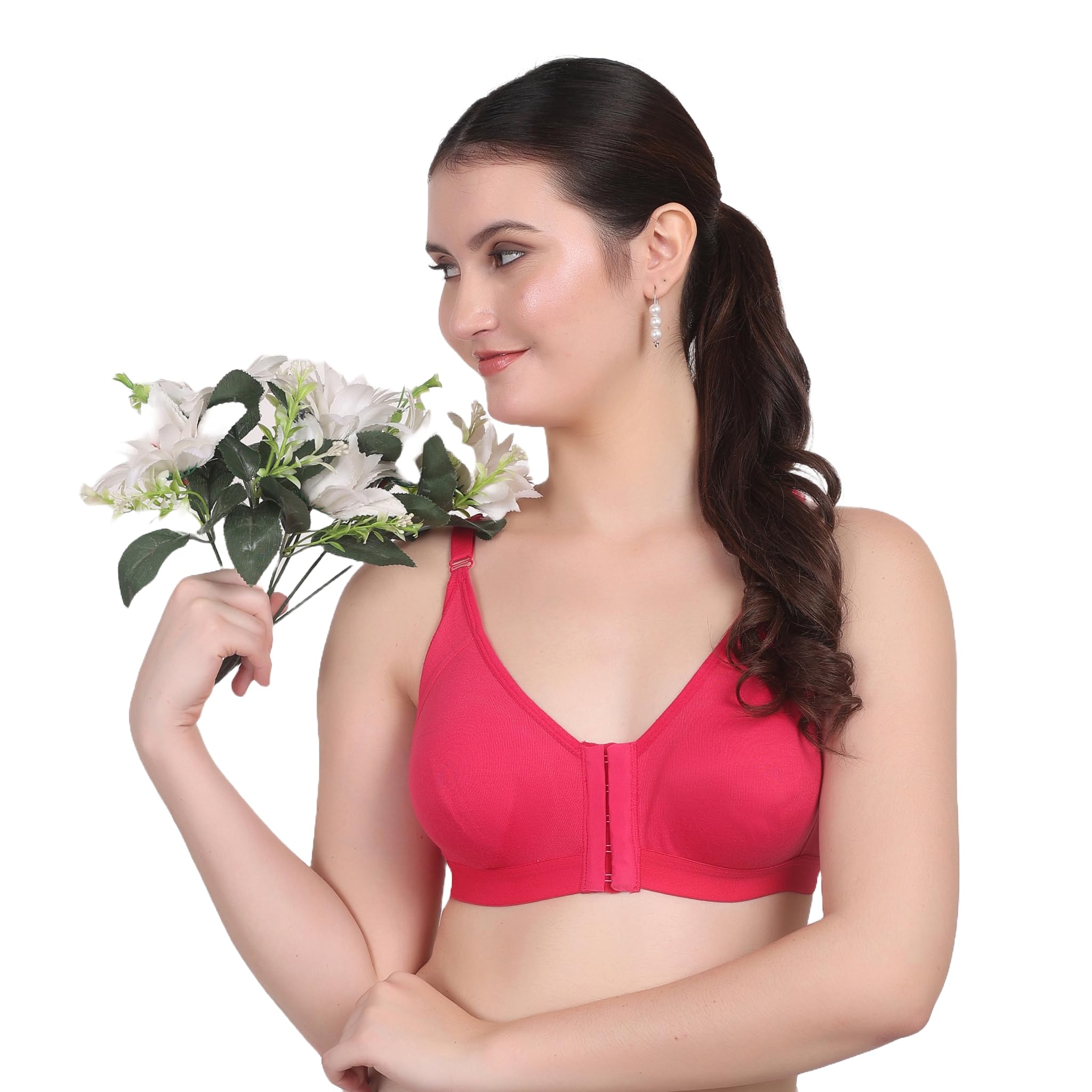 ritupal collection - identify your look, define your style Da Ritu's Women’s Front Open Red Cotton Bra Comfortable for Maternity-30-picture-22