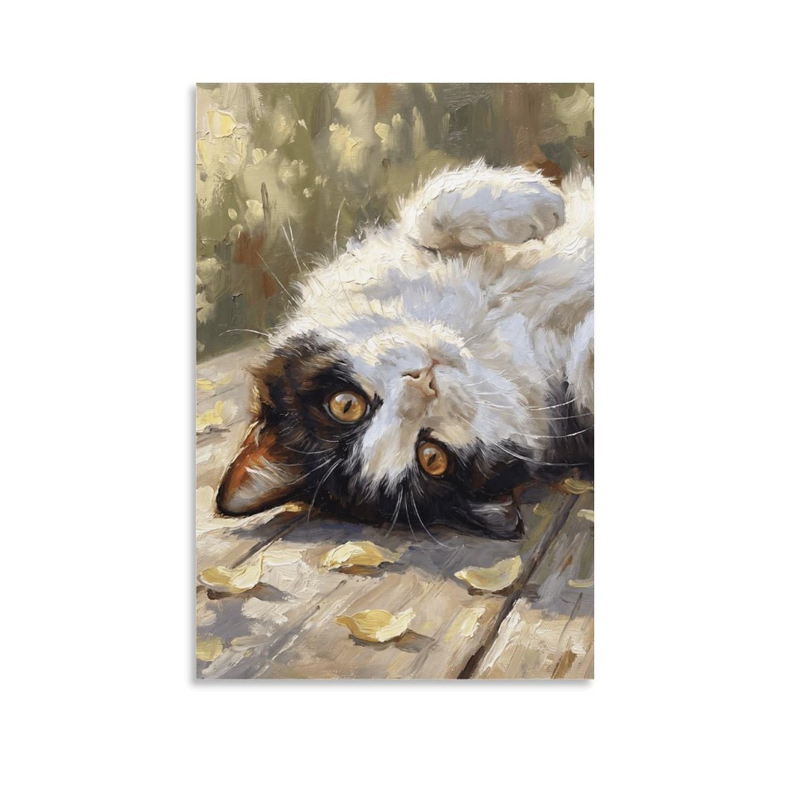 W7C8U2X3 Upside Down Tuxedo Cat Canvas Wall Art, Whimsical Cat Wall Art