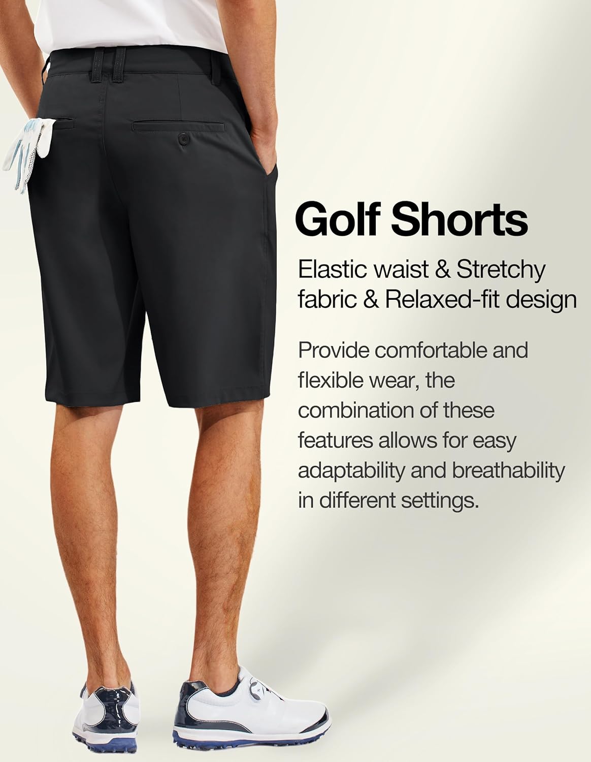 PULI Men's 10" Golf Shorts Dress Casual Summer Flat Front Lightweight Travel Short with Pockets - Image 3