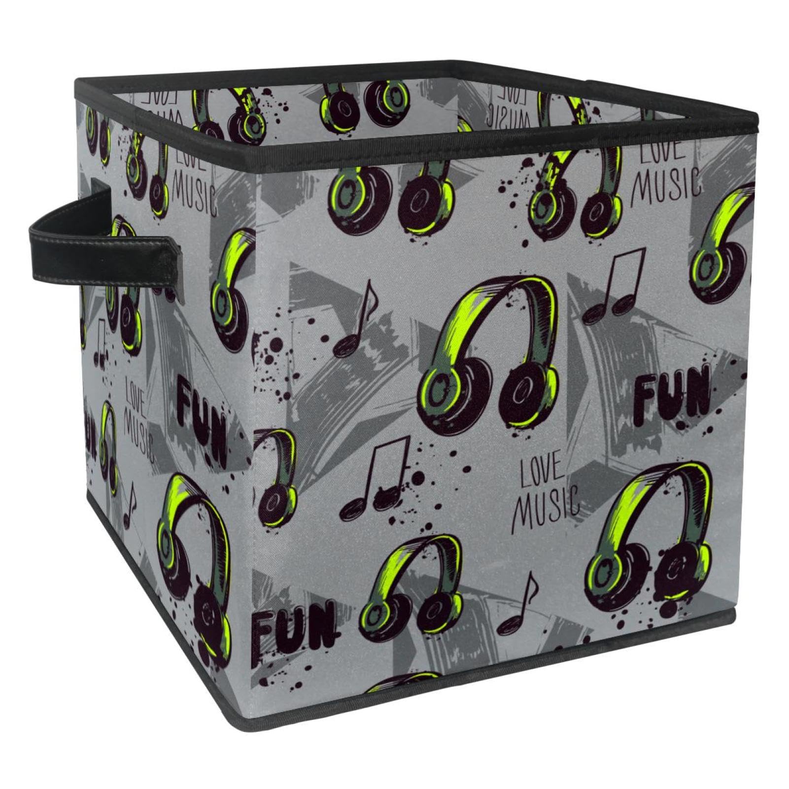 Boîte de rangement pliable avec poignées en tissu rigide style cube