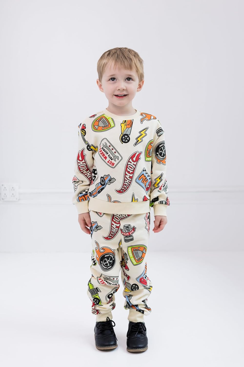 Hot Wheels Boys 2 Piece Fleece Sweatshirt and Jogger Pant Set