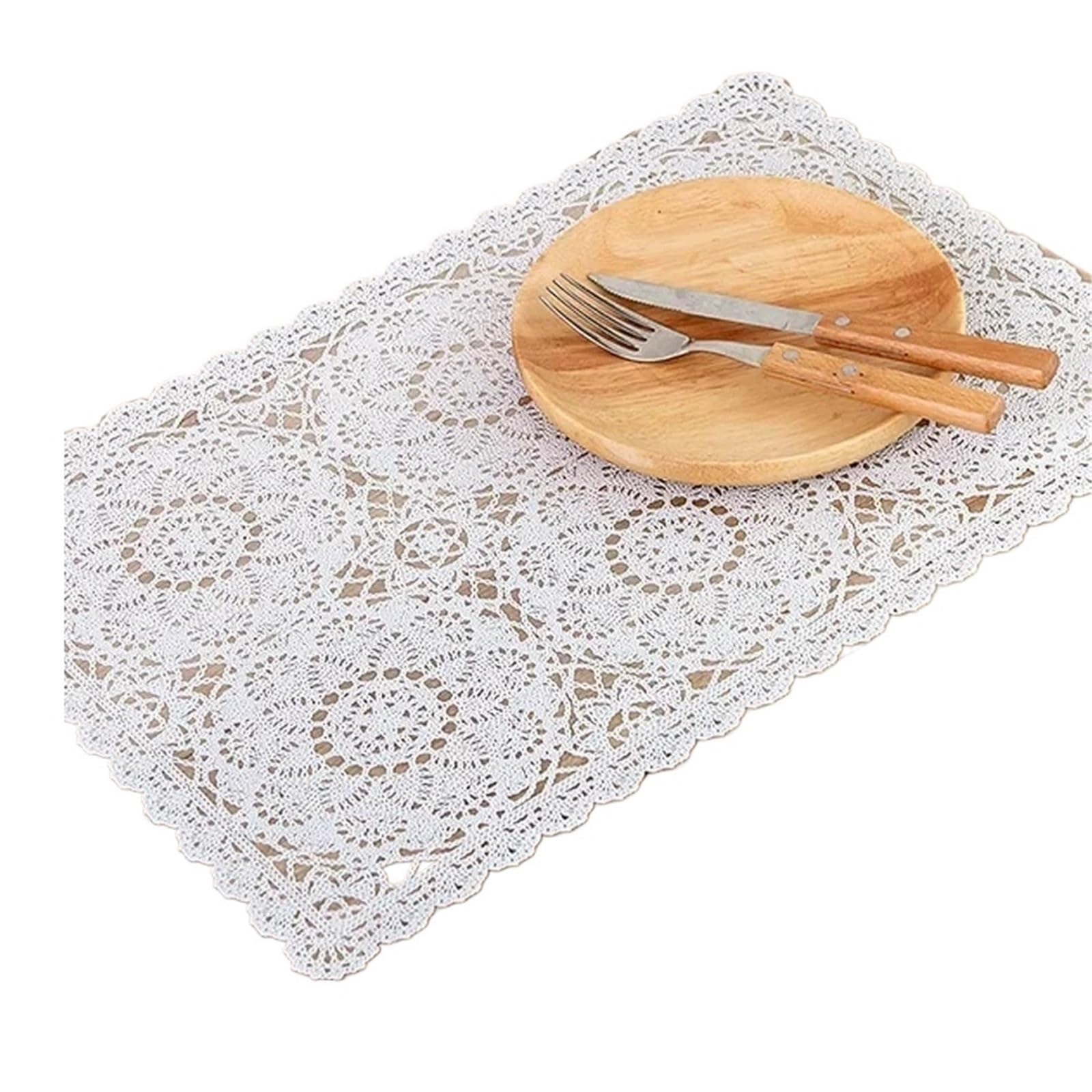 Placemats 2pc Table Place Mat Vintage Dining Pad Lace Embroidery White For Dinner Coaster Drink Tea Cup Placemat Wedding Party