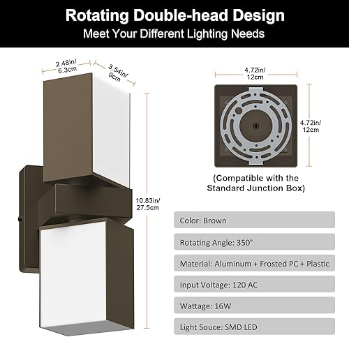 Miniatura 6 de XMCOSY+ Luces de pared para exteriores, apliques de pared LED de 1400 lm, luces inteligentes RGBW para porche, iluminación de pared exterior negra,