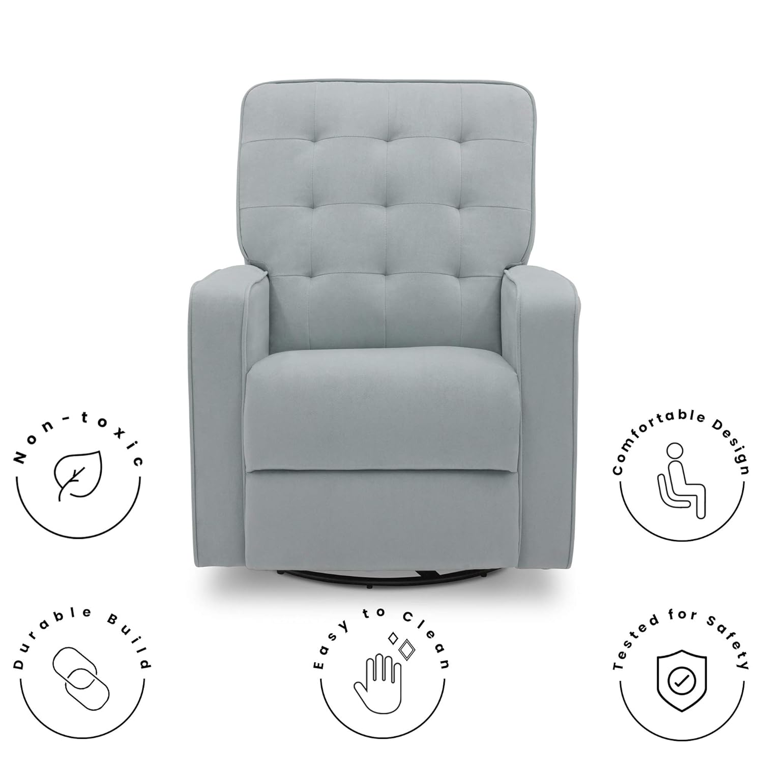 Delta Children Gavin Recliner Glider Swivel Chair Featuring LiveSmart Fabric by Culp - Stain-Resistant, Repels Moisture, Kid & Pet-Friendly Fabric, Mist : Home & Kitchen