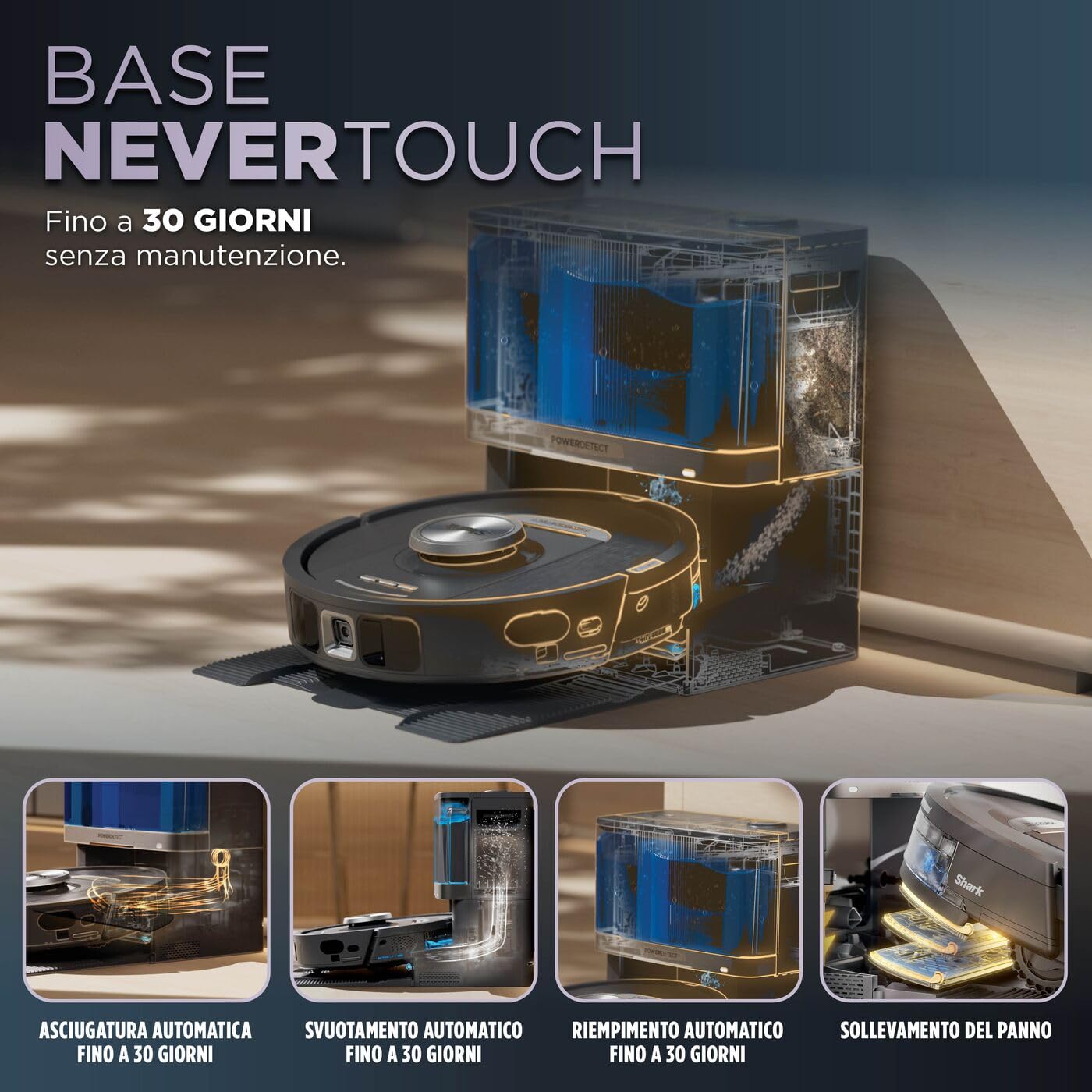 Shark PowerDetect, Robot Aspirapolvere Lavapavimenti 2 in 1, WiFi/App, Nero