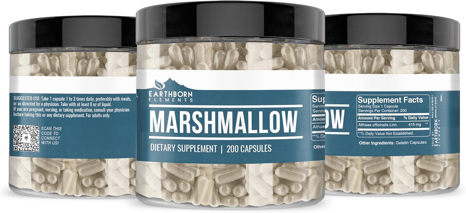 Earthborn Elements Marshmallow Root 200 Capsules, Pure & Undiluted, No Additives - Image 4