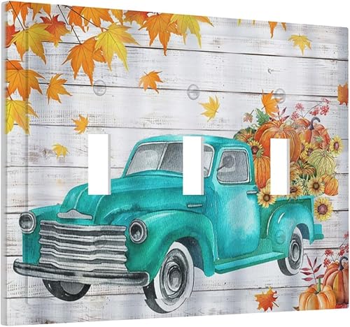 Miniatura 81 de Cubierta de interruptor de luz basculante de palanca de 2 bandas con textura de tablón rústico, diseño floral de mariposa y margarita