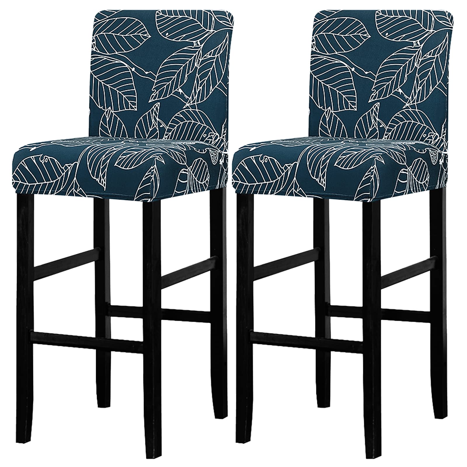 Lellen Bar Stool Chair Covers Set of 2，Jacquard Bar Stool Cover Barstool Covers Slipcovers Stretch Bar Stool Covers with Backs Bar Stool Protector Covers for Kitchen Dining Room Counter Island