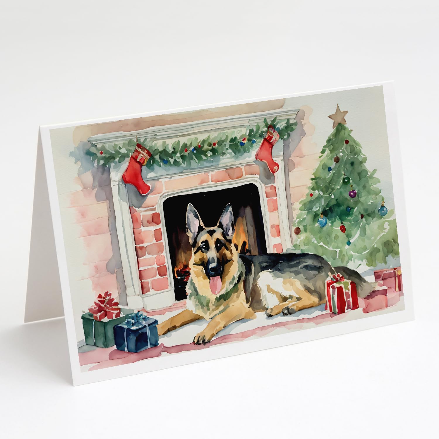 Caroline's Treasures DAC1360GCA7P German Shepherd Christmas Greeting Cards and Envelopes Pack of 8 Blank Cards with Envelopes Whimsical A7 Size 5x7