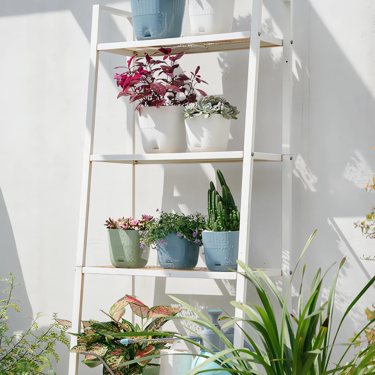 2-Pack Acrylic Window Plant Shelves with Suction Cups and6 PCS Windowsill Small Flower Pots